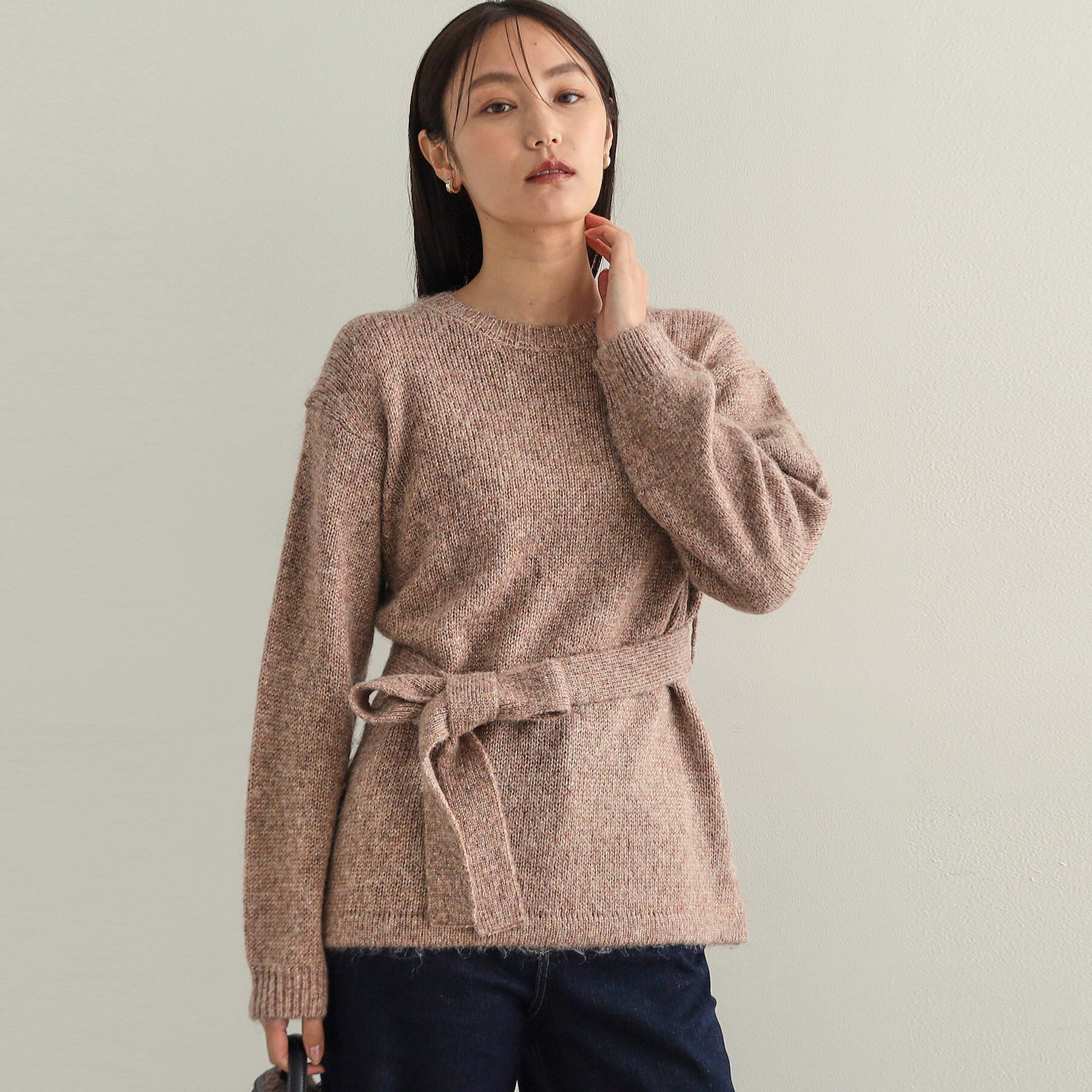 OPAQUE.CLIP「ウエストベルト付きヘアリーラメニット【洗濯機洗い可】」|ニット・セーター|