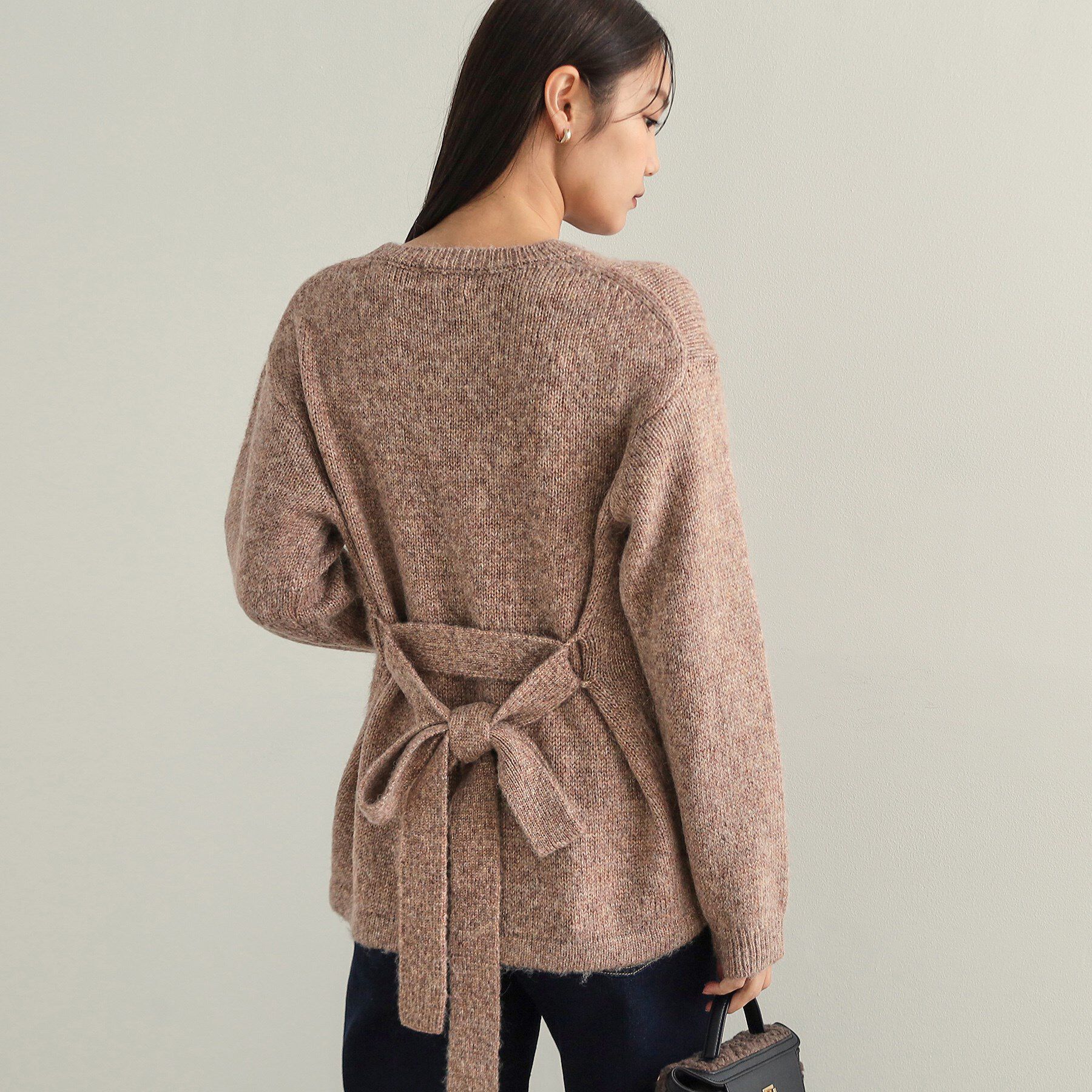 OPAQUE.CLIP「ウエストベルト付きヘアリーラメニット【洗濯機洗い可】」|ニット・セーター|