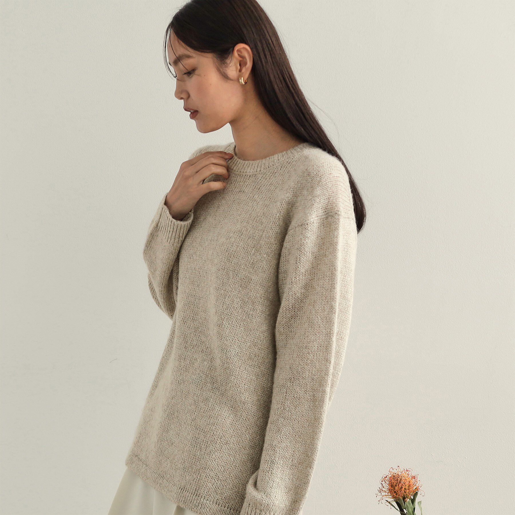 OPAQUE.CLIP「ウエストベルト付きヘアリーラメニット【洗濯機洗い可】」|ニット・セーター|