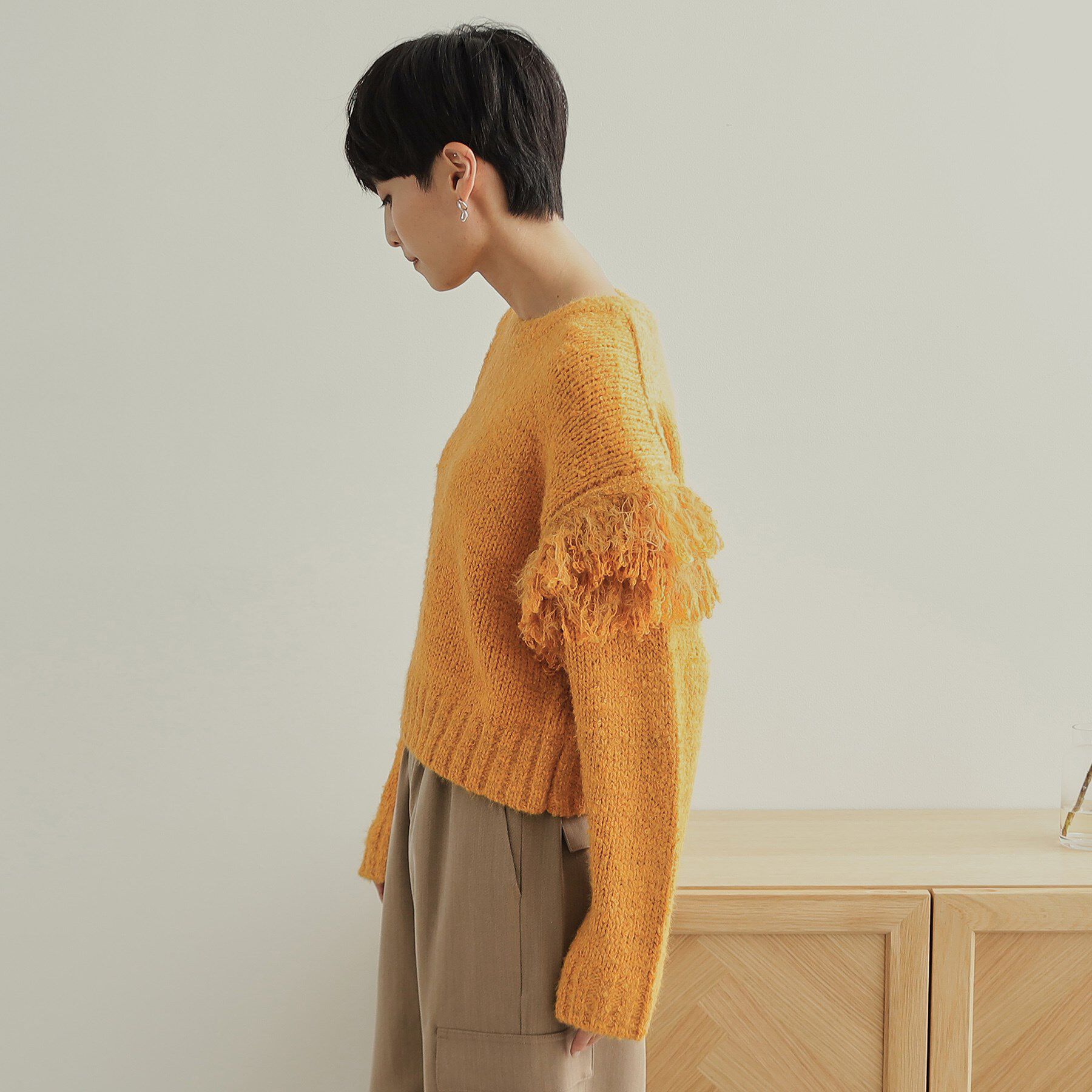 OPAQUE.CLIP「フリンジローゲージニット【洗濯機洗い可/抗ピル】」|ニット・セーター|