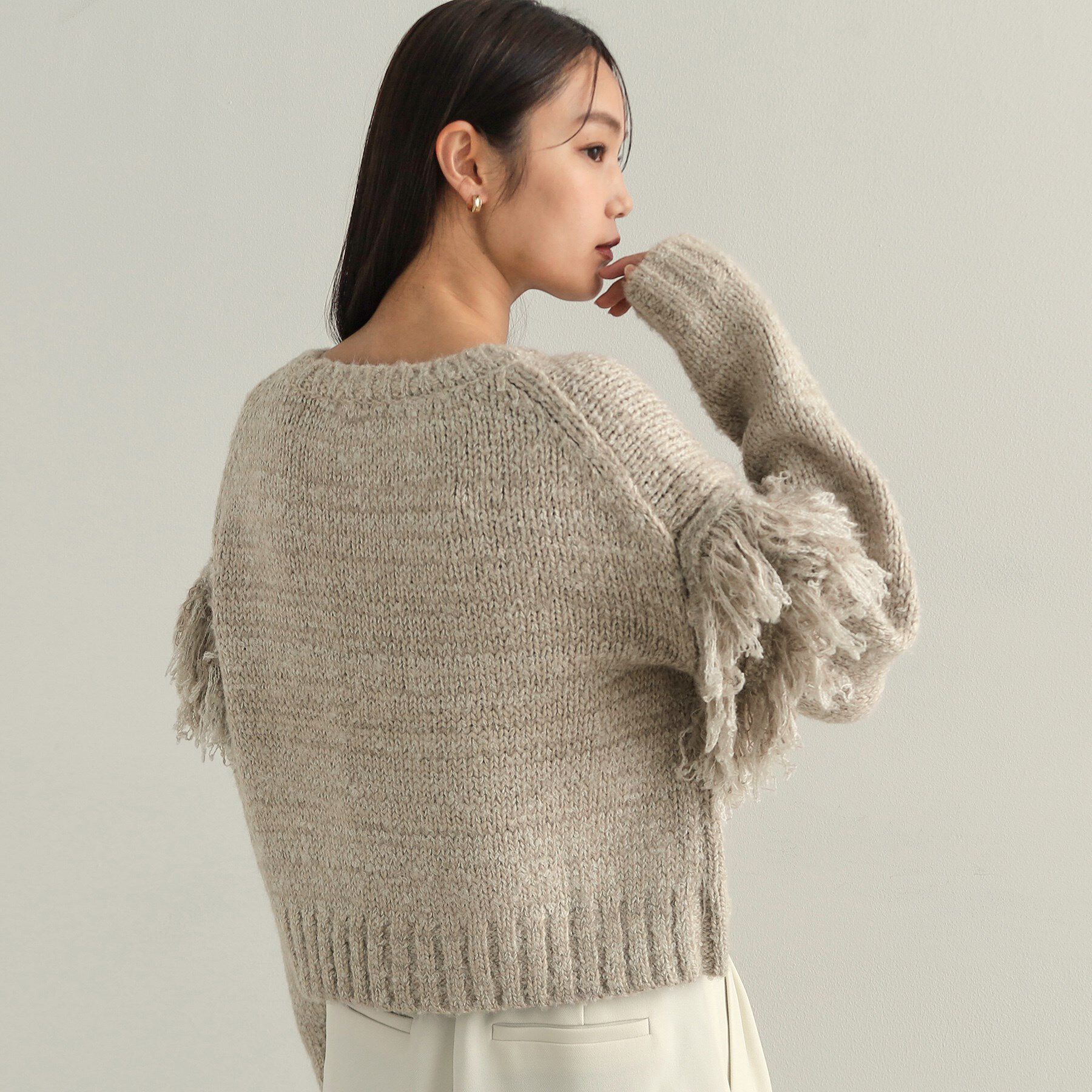 OPAQUE.CLIP「フリンジローゲージニット【洗濯機洗い可/抗ピル】」|ニット・セーター|