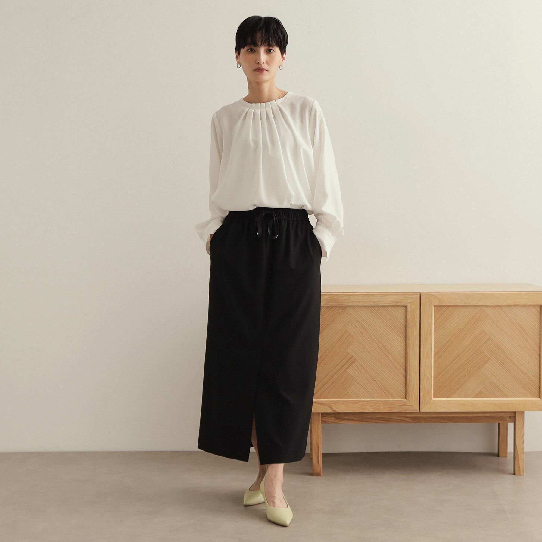 OPAQUE.CLIP「ストレッチイージーナロースカート【洗濯機洗い可】」|スカート|