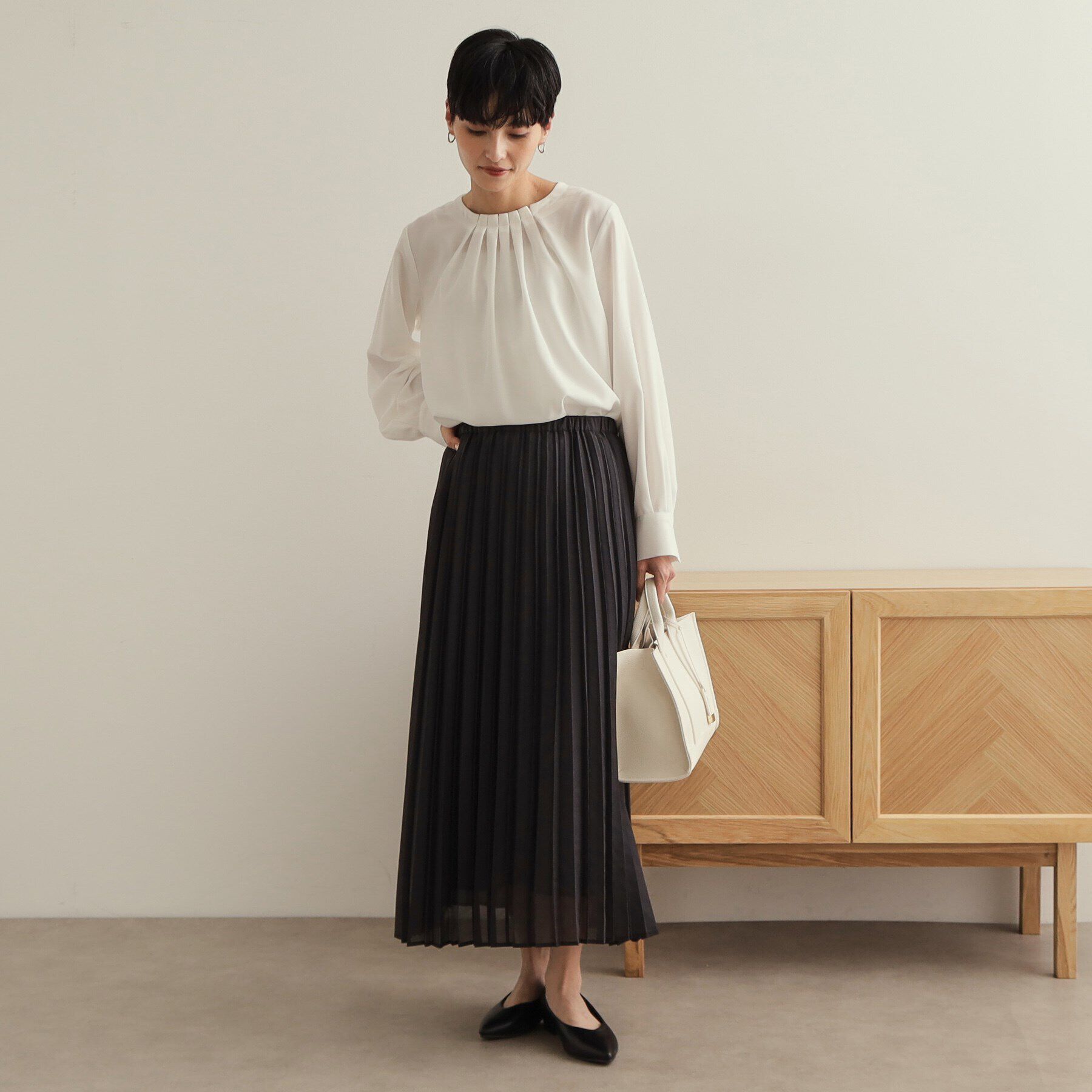 OPAQUE.CLIP「タックジョーゼットブラウス【洗濯機洗い可】」|シャツ・ブラウス|