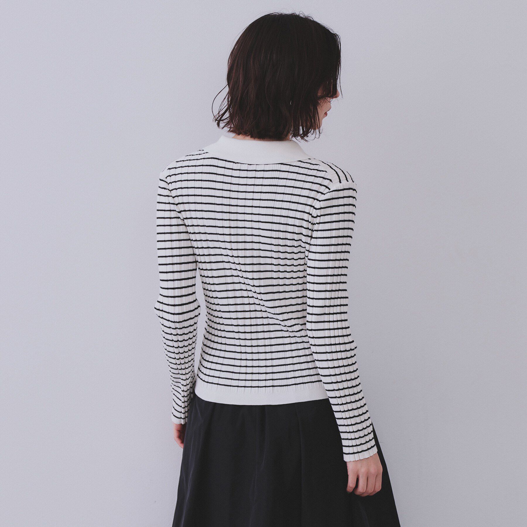 OPAQUE.CLIP「《CLASSY掲載》ランダムリブポロ衿ニット【洗濯機洗い可】」|ニット・セーター|