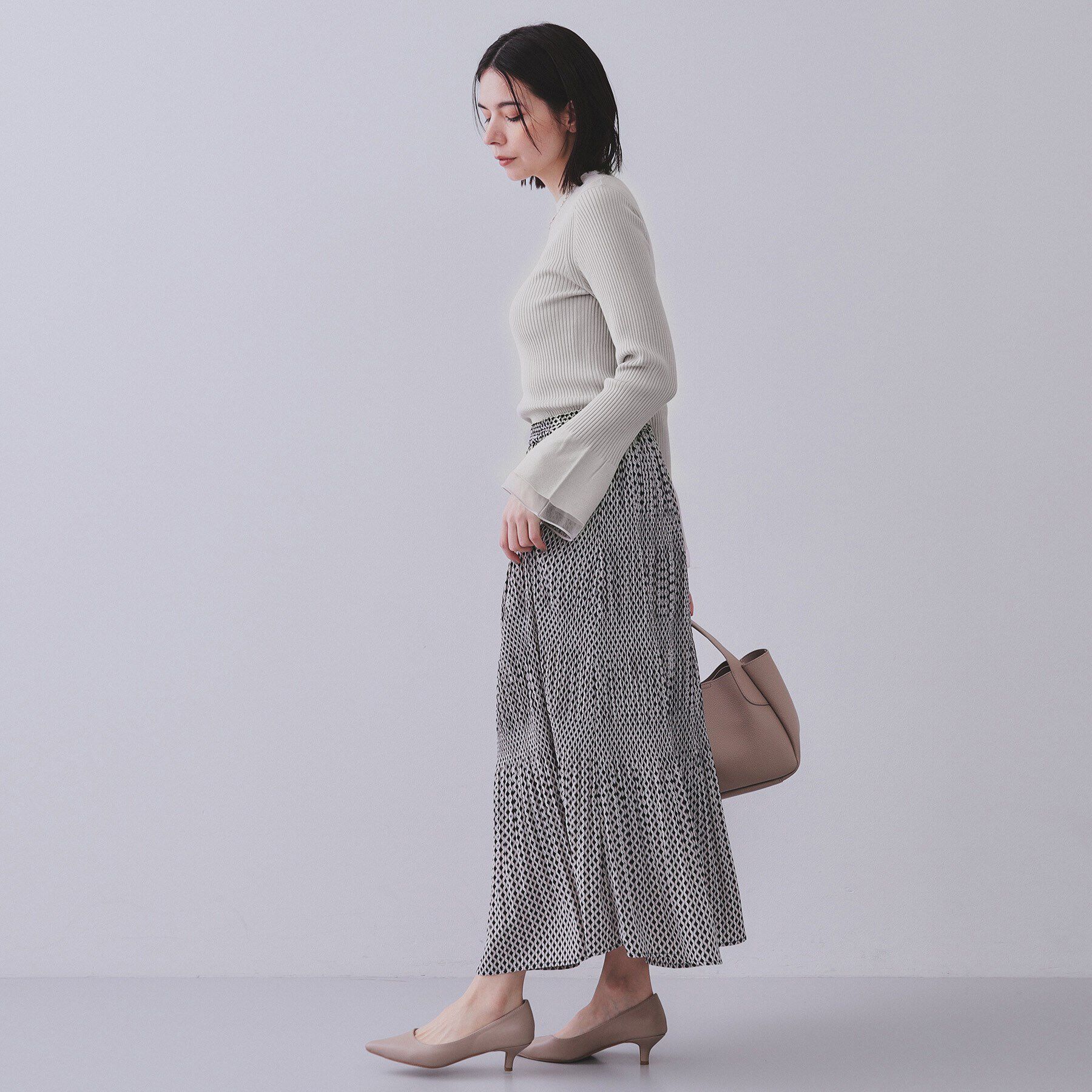 OPAQUE.CLIP「フレアスリーブリブニット【洗濯機洗い可】」|ニット・セーター|