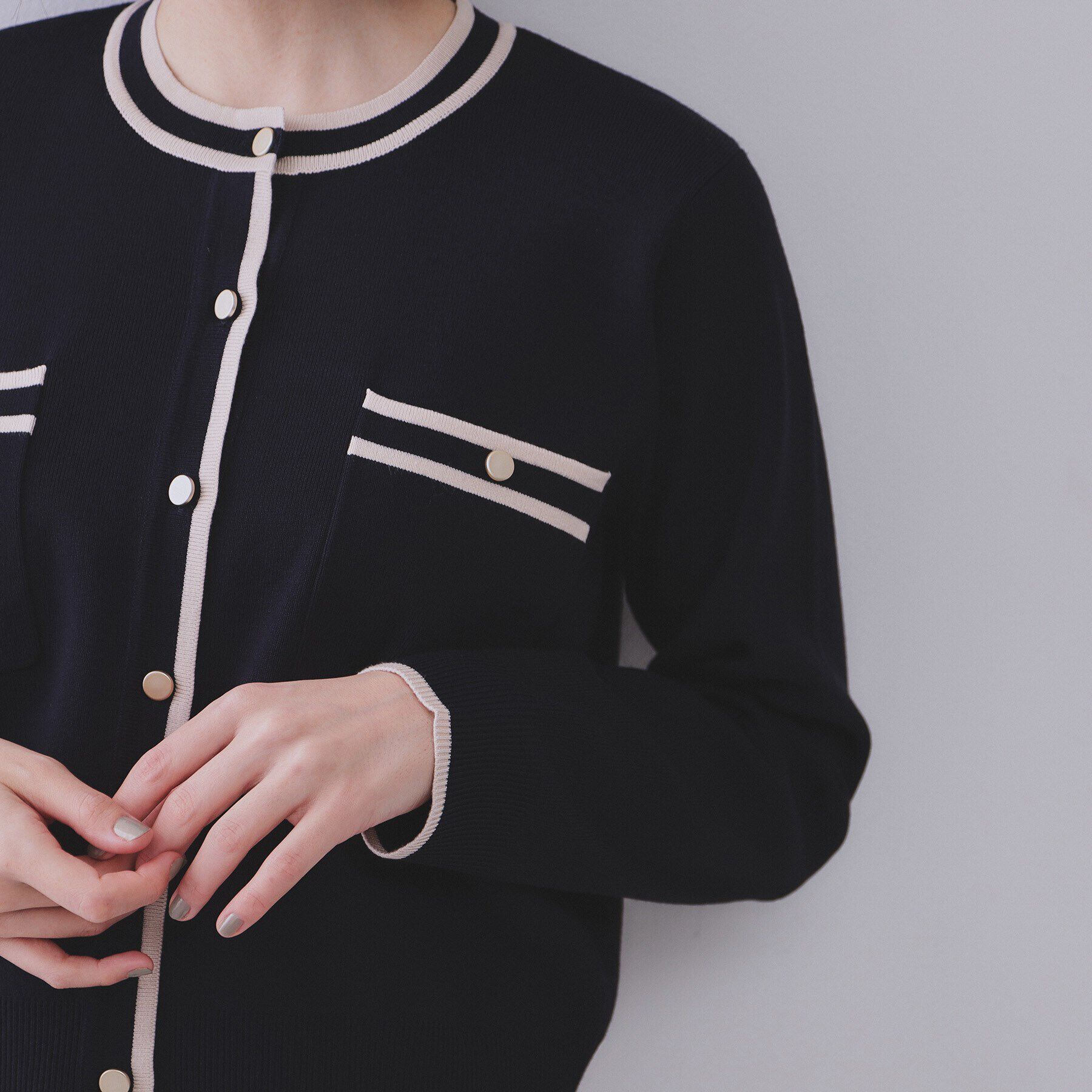 OPAQUE.CLIP「《美人百花掲載》配色ラインカーディガン/アンサンブル対応【洗濯機洗い可】」|カーディガン|