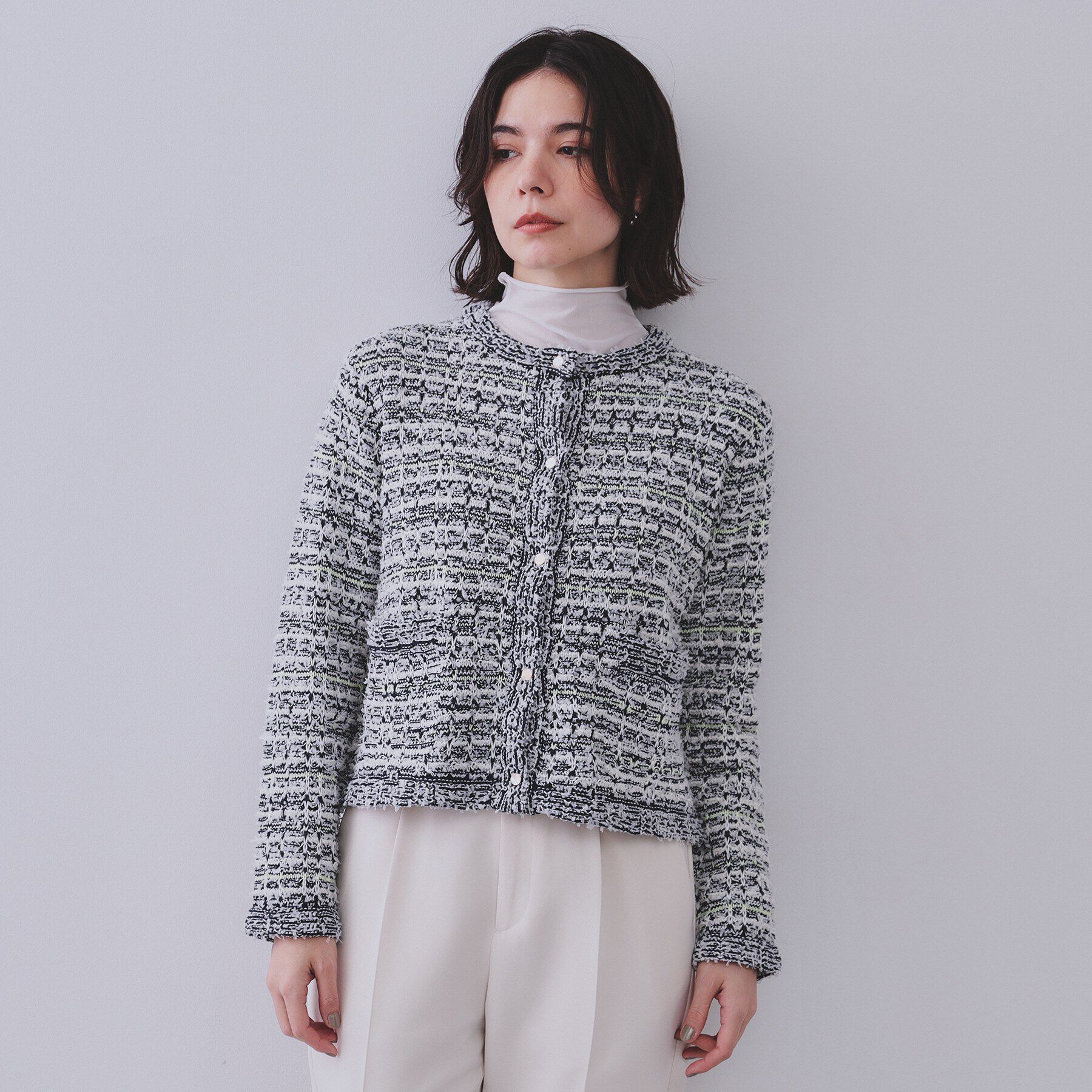 OPAQUE.CLIP「ファンシーMIXニットカーディガン【洗濯機洗い可】」|カーディガン|