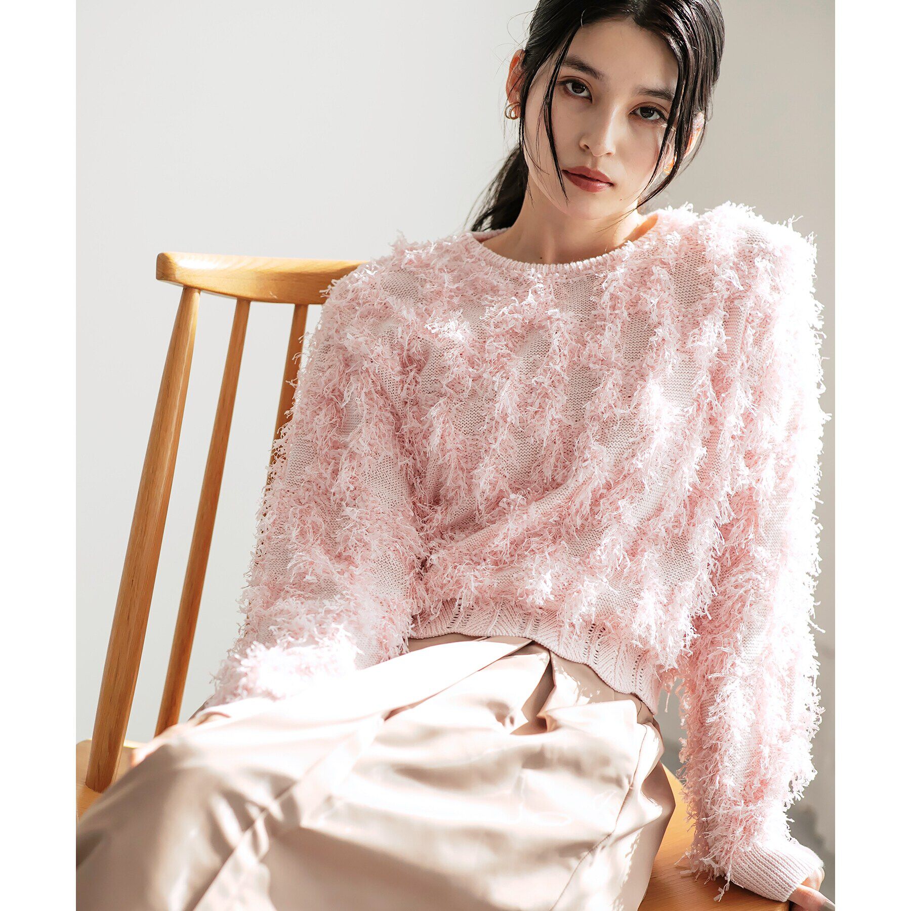 OPAQUE.CLIP「フリンジスパンコールニット【洗える】」|ニット・セーター|