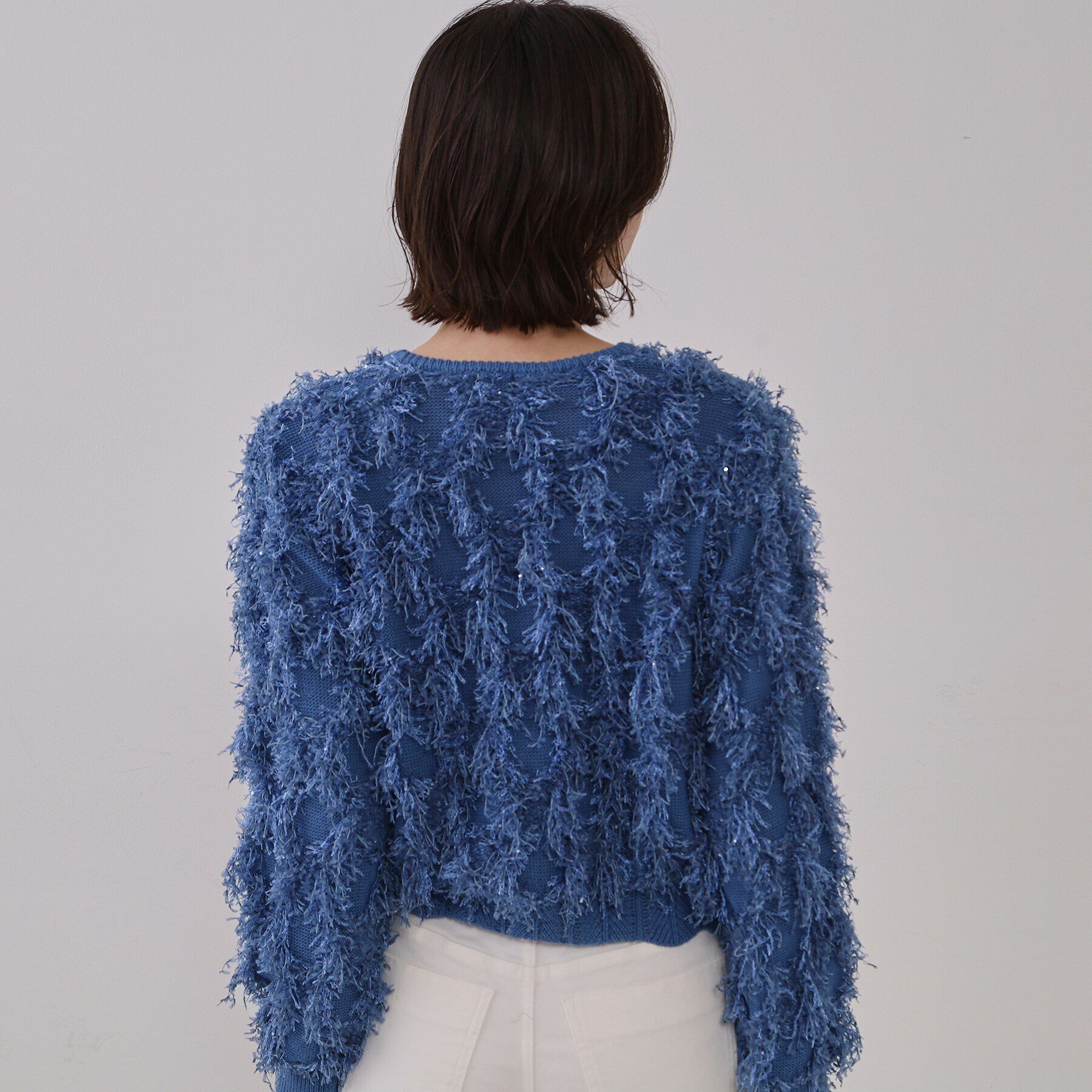 OPAQUE.CLIP「フリンジスパンコールニット【洗える】」|ニット・セーター|