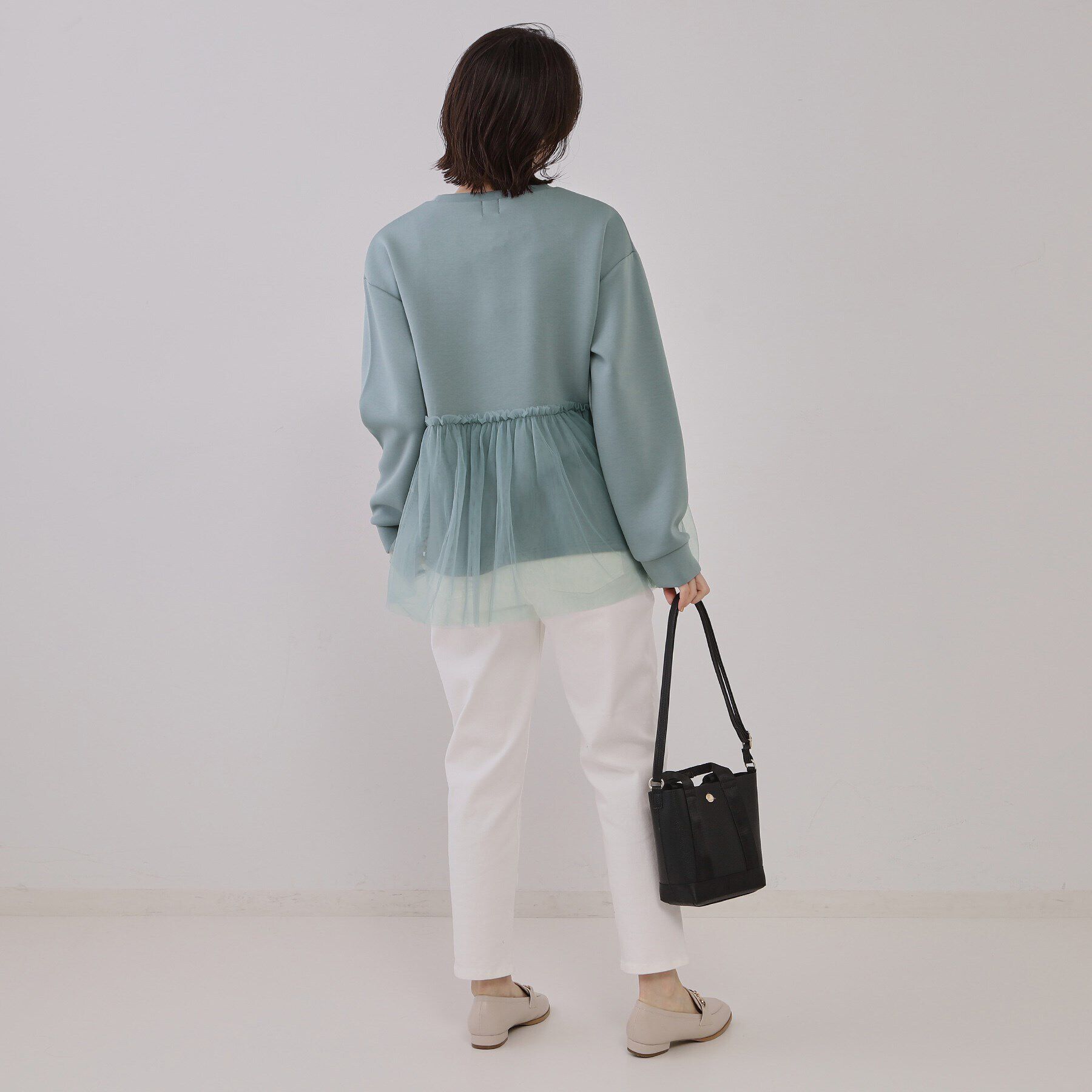 OPAQUE.CLIP「チュールドッキングペプラムトップス【洗濯機洗い可】」|Tシャツ・カットソー|