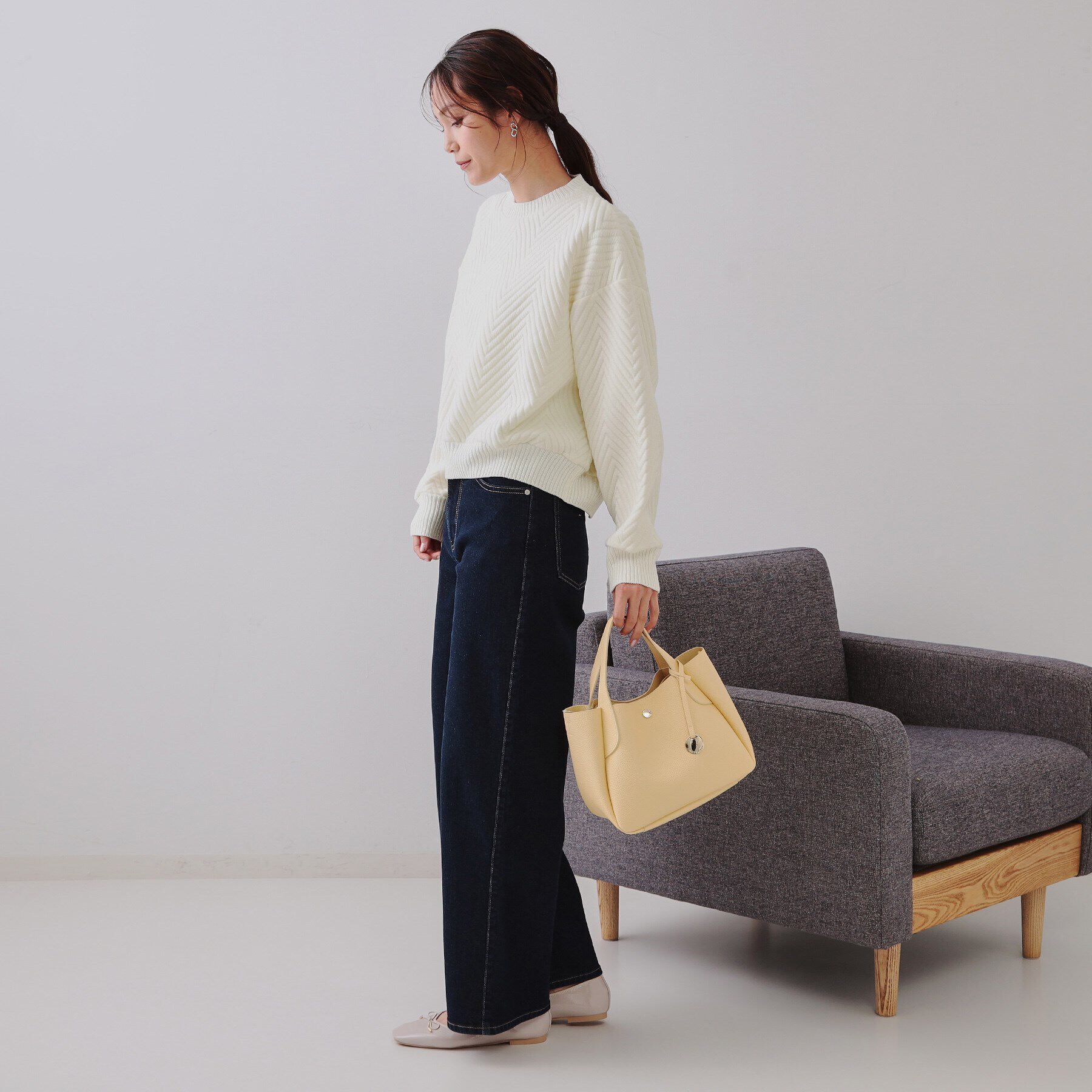 OPAQUE.CLIP「キルトジャカードトップス/セットアップ対応【洗濯機洗い可】」|Tシャツ・カットソー|