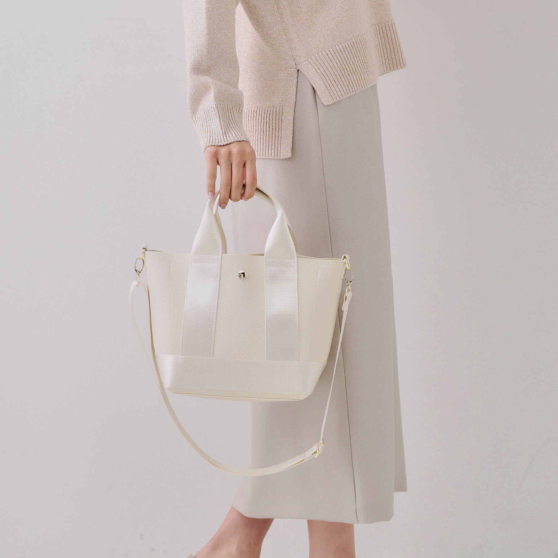 OPAQUE.CLIP「【2WAY】シュリンク合皮コンビミドルショルダーバッグ」|ショルダー・メッセンジャー|