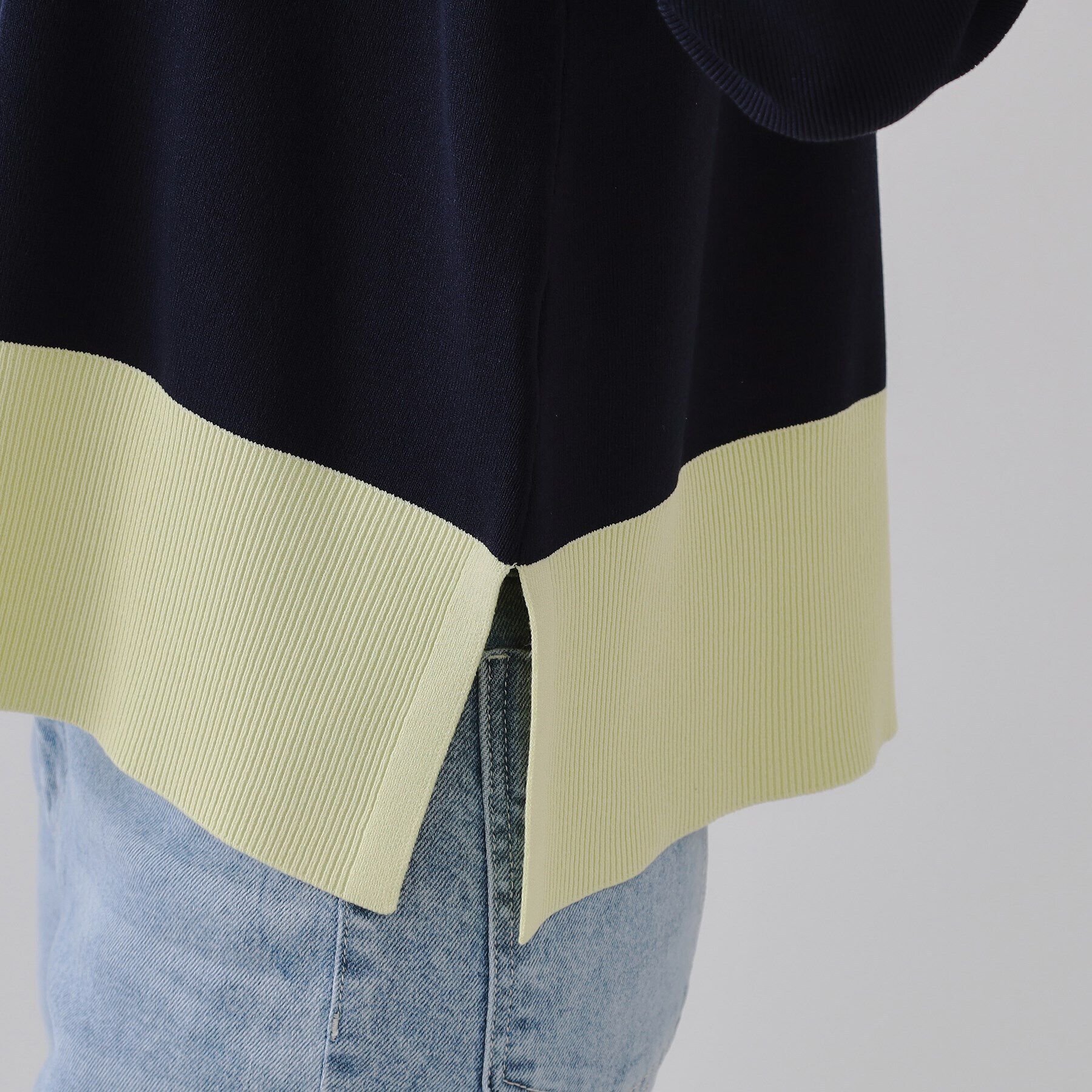 OPAQUE.CLIP「バイカラーボクシーニット【洗濯機洗い可】」|ニット・セーター|