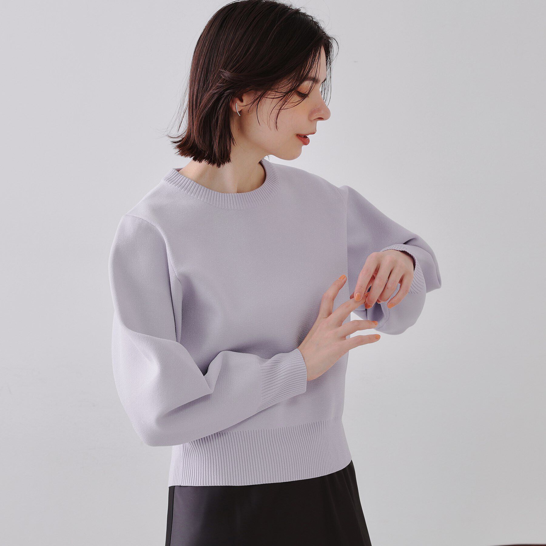 OPAQUE.CLIP「ラメボリュームスリーブニット【洗濯機洗い可】」|ニット・セーター|ラベンダー(680)