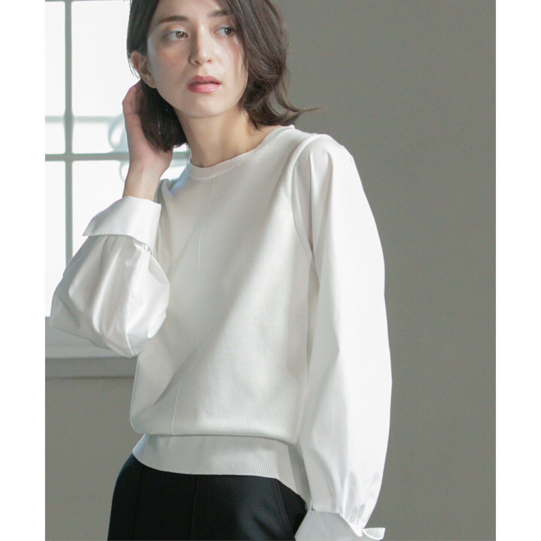 OPAQUE.CLIP「フハクボリュームスリーブドッキングニット【洗濯機洗い可】」|ニット・セーター|