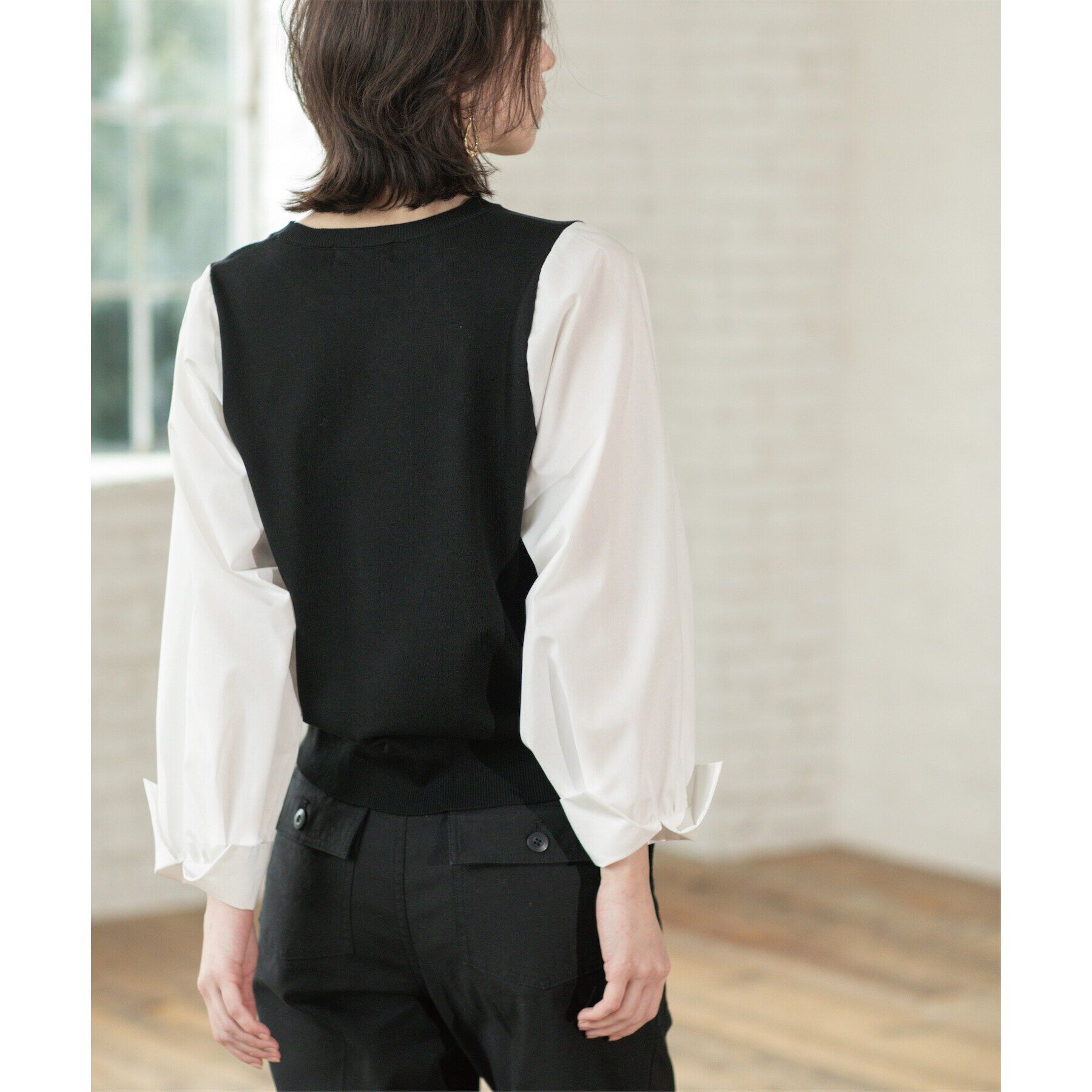 OPAQUE.CLIP「フハクボリュームスリーブドッキングニット【洗濯機洗い可】」|ニット・セーター|