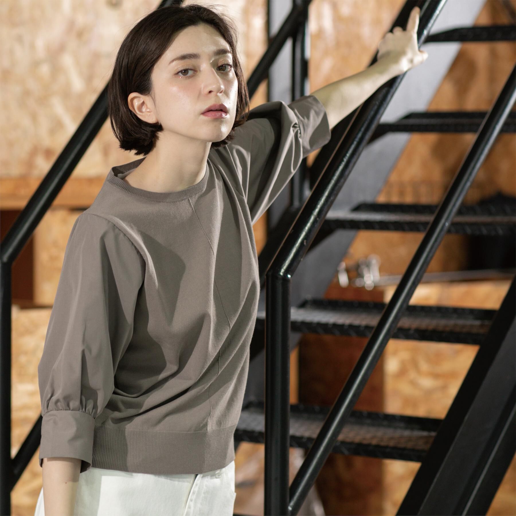 OPAQUE.CLIP「フハクスリーブドッキングニット【洗濯機洗い可】」|ニット・セーター|