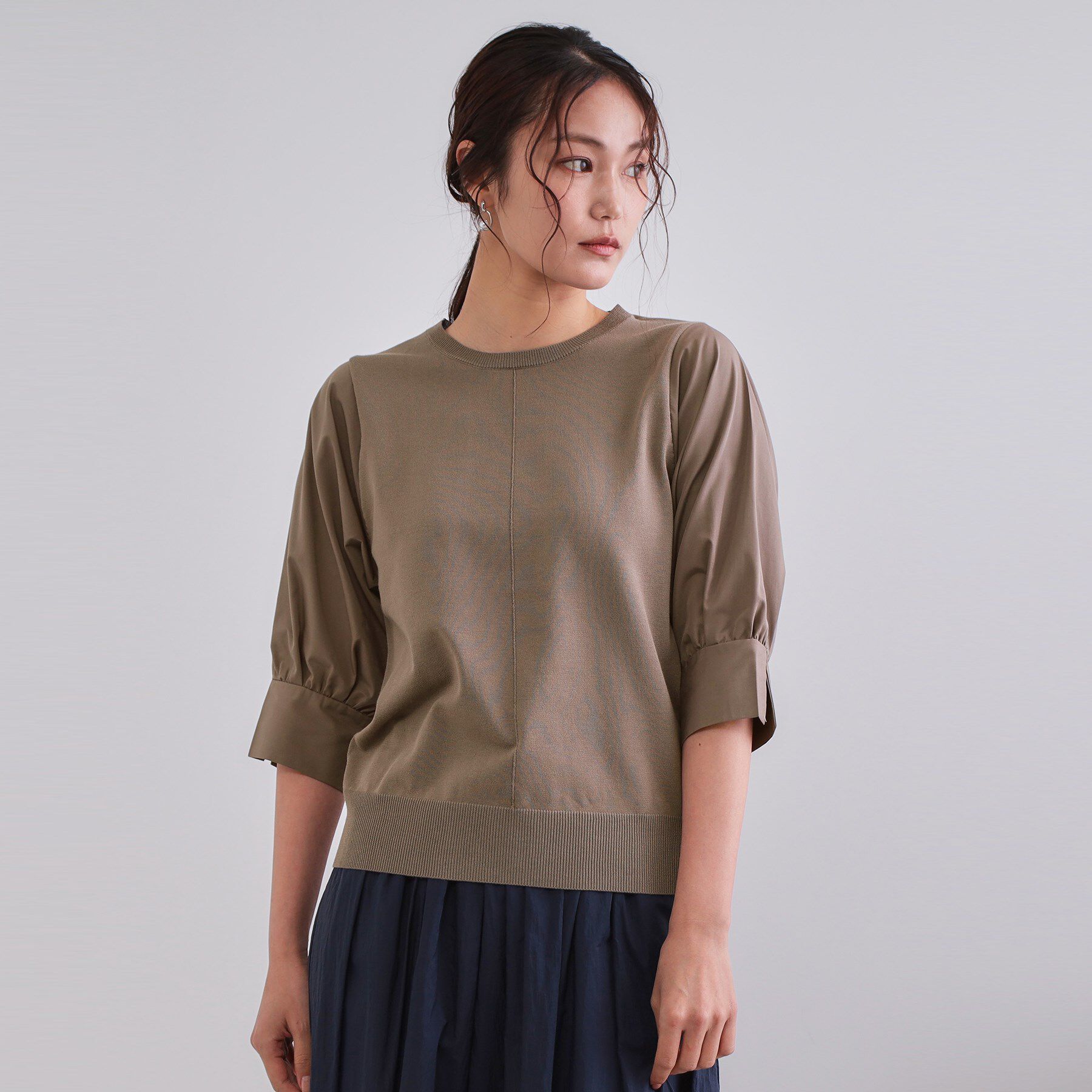 OPAQUE.CLIP「フハクスリーブドッキングニット【洗濯機洗い可】」|ニット・セーター|