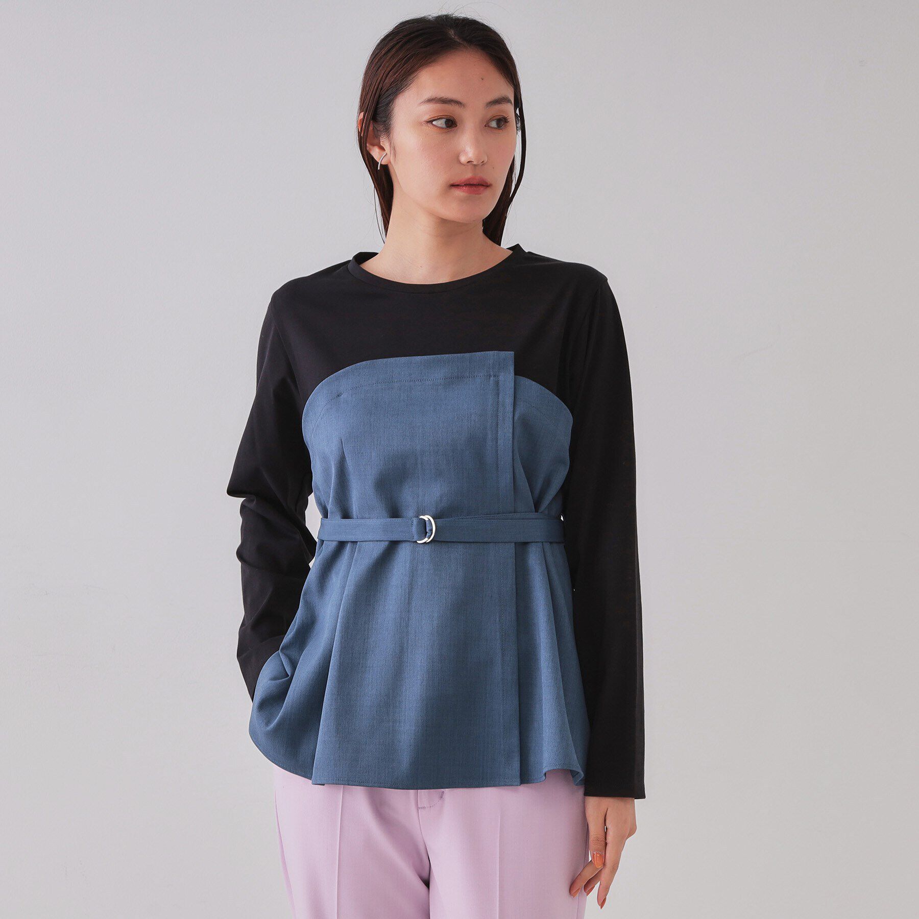 OPAQUE.CLIP「ベルト付ビスチェドッキングカットソー【洗濯機洗い可】」|Tシャツ・カットソー|