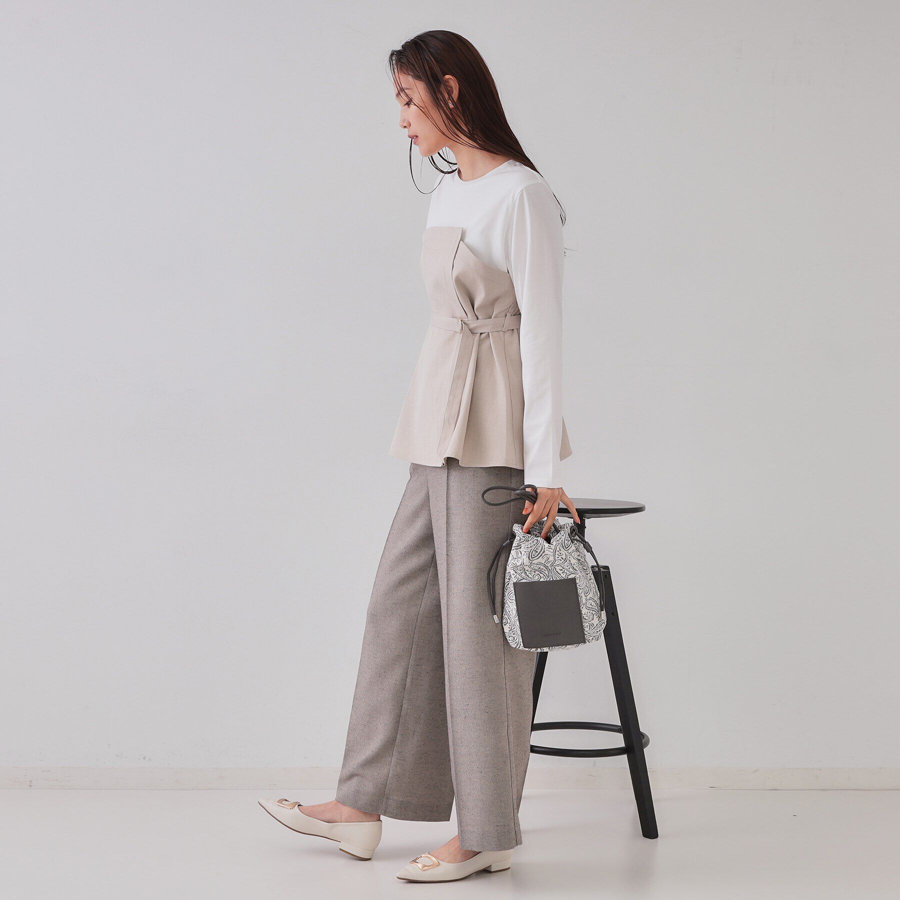 OPAQUE.CLIP「ベルト付ビスチェドッキングカットソー【洗濯機洗い可】」|Tシャツ・カットソー|