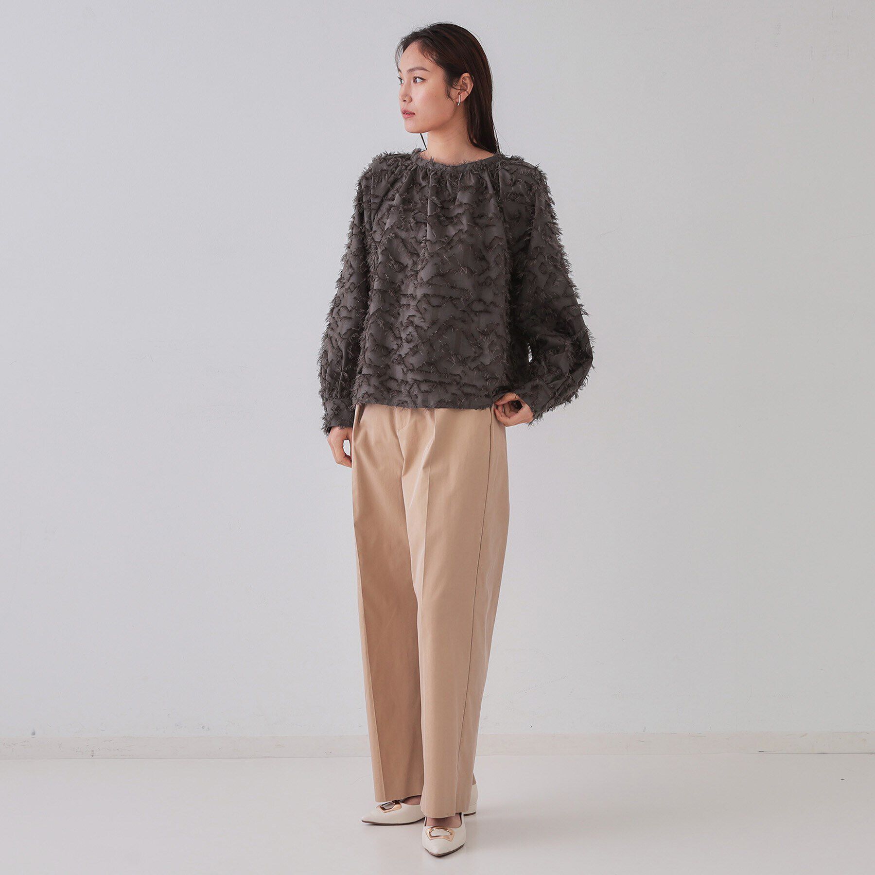 OPAQUE.CLIP「《VERY掲載》フリンジジャカードブラウス【洗濯機洗い可】」|シャツ・ブラウス|