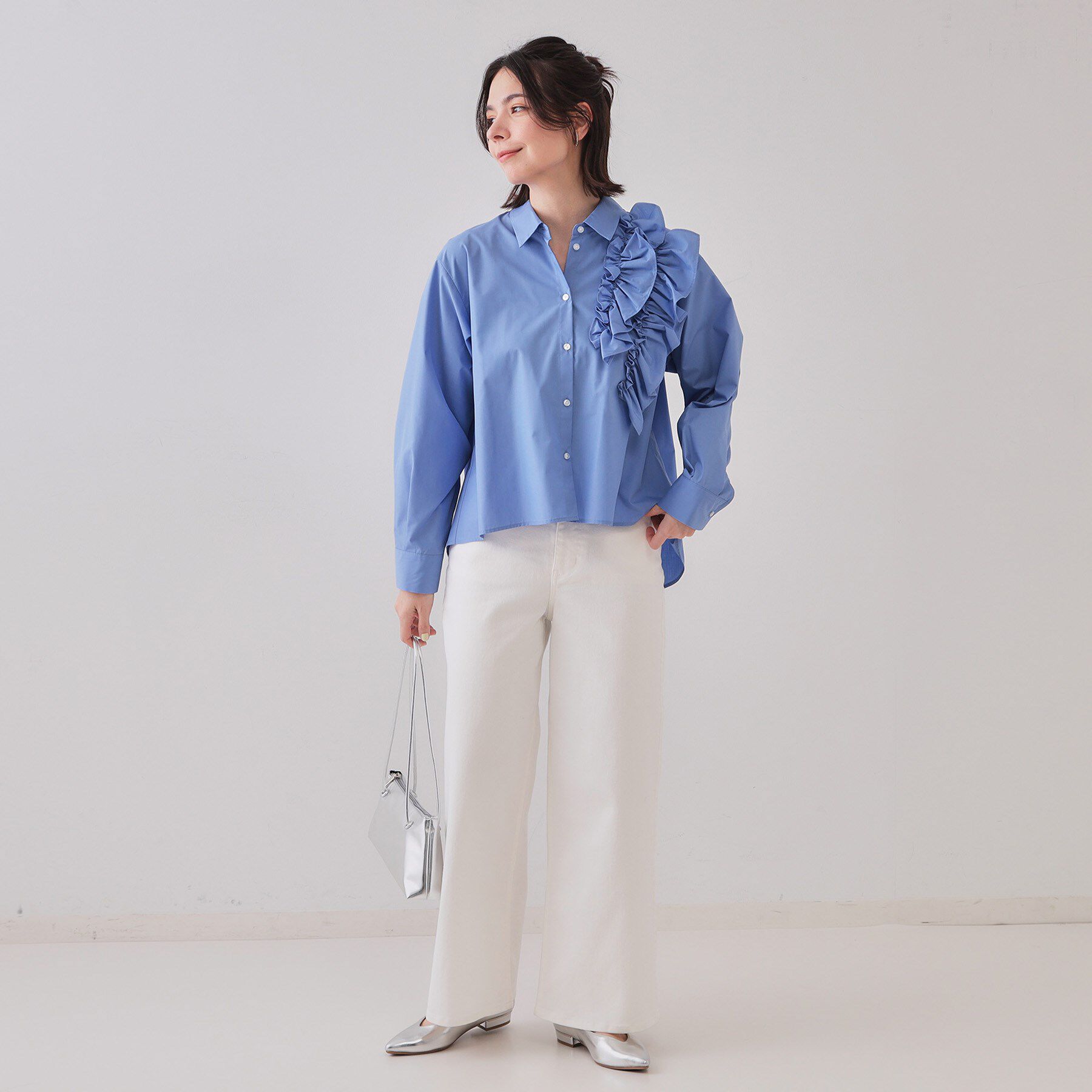 OPAQUE.CLIP「《andGIRL掲載》フリルデザインシャツ【洗濯機洗い可】」|シャツ・ブラウス|