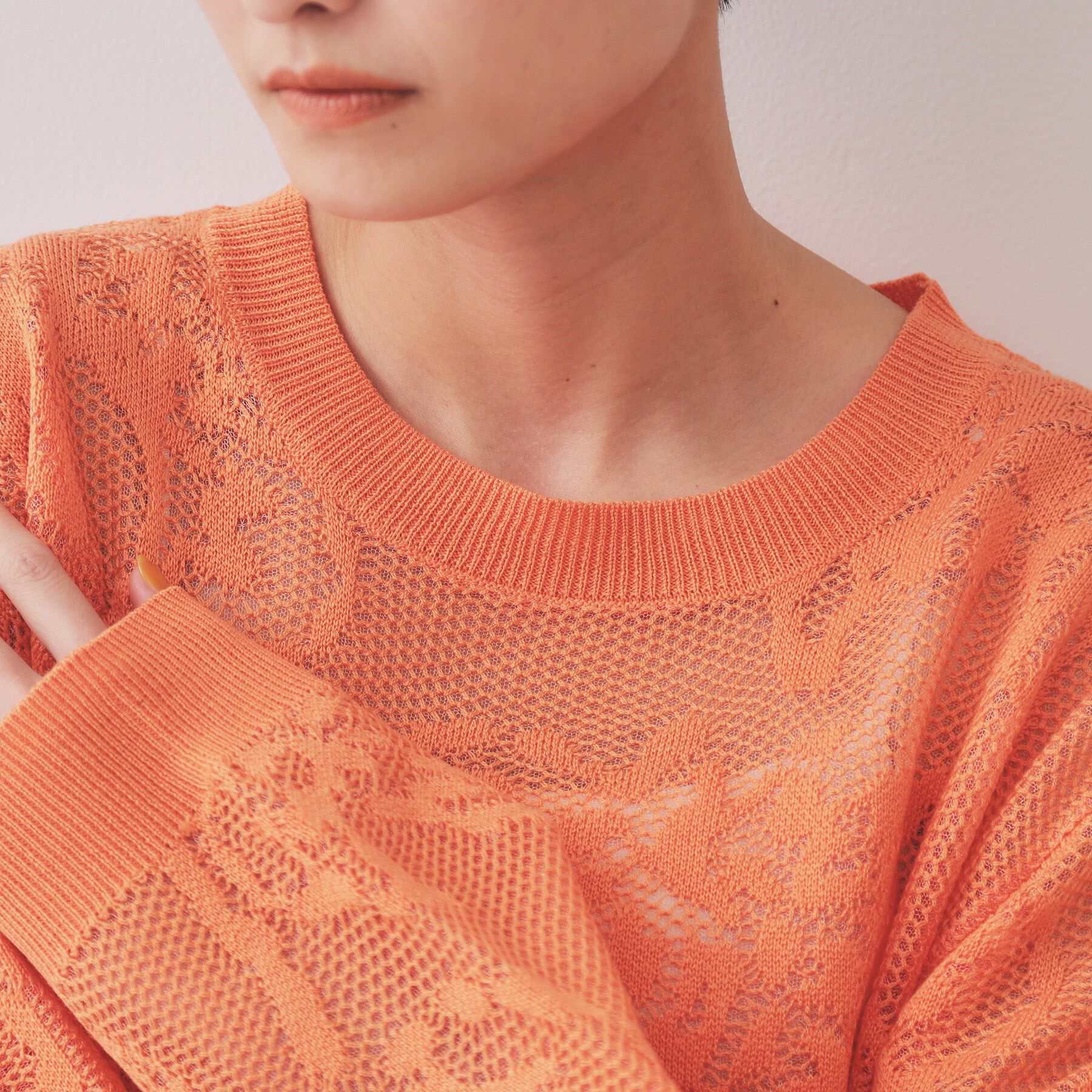 OPAQUE.CLIP「フワラー柄シアーメッシュニット【洗濯機洗い可】」|ニット・セーター|