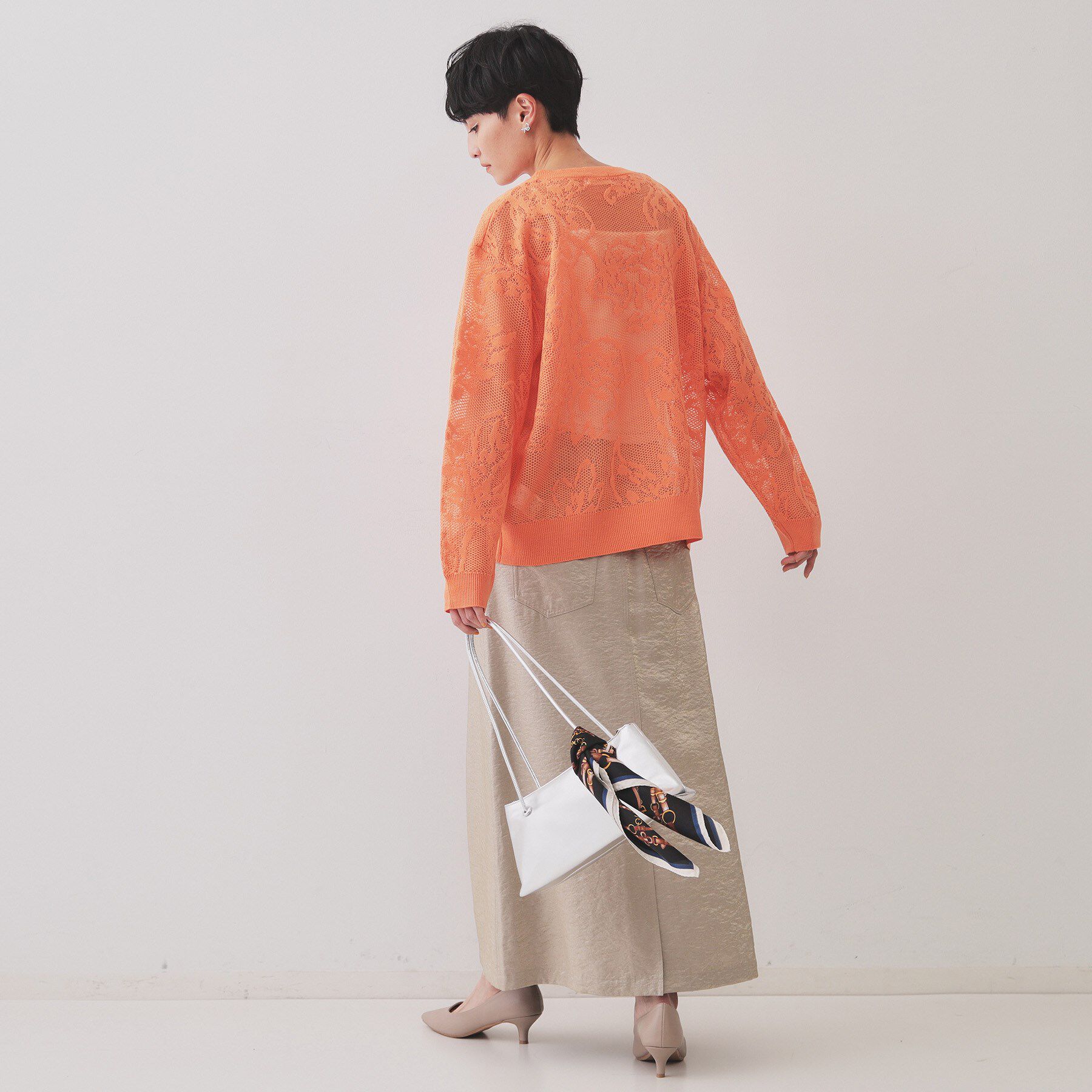 OPAQUE.CLIP「フワラー柄シアーメッシュニット【洗濯機洗い可】」|ニット・セーター|