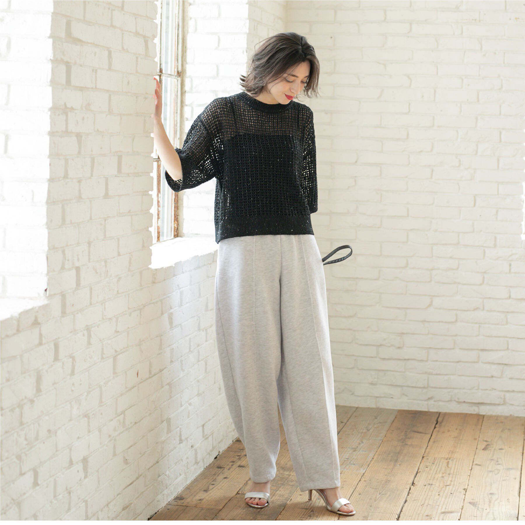 OPAQUE.CLIP「スパンコールメッシュニット」|ニット・セーター|