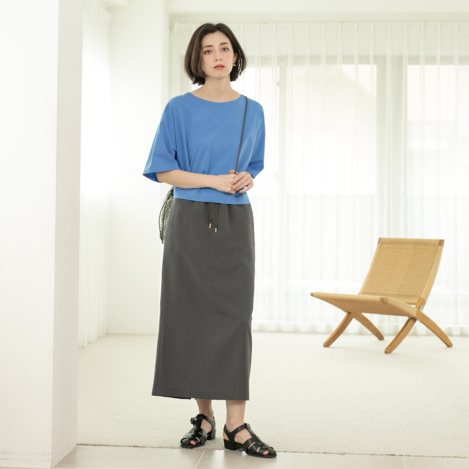 OPAQUE.CLIP「ボートネックショートTシャツ【洗濯機洗い可】」|Tシャツ・カットソー|