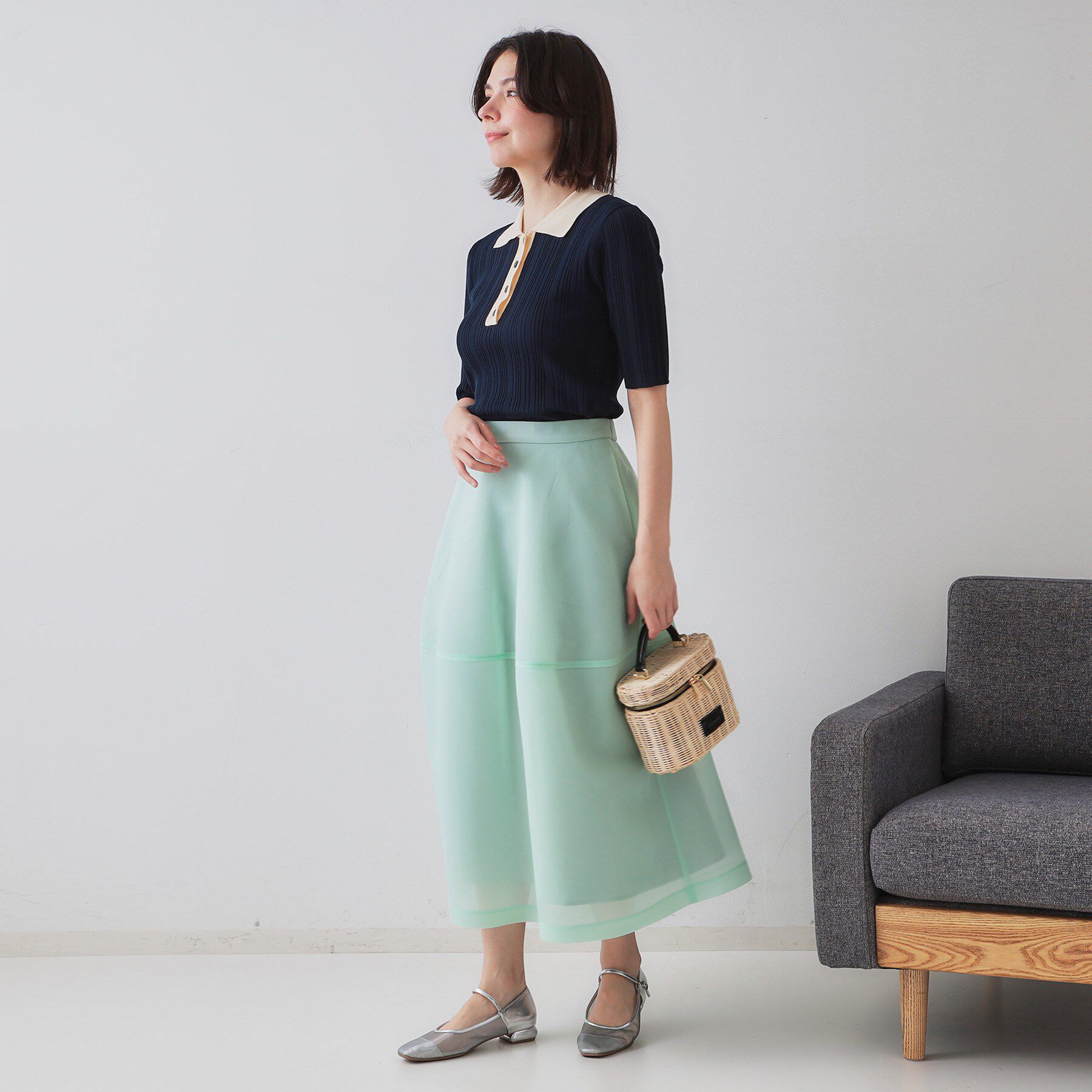 OPAQUE.CLIP「《美人百花掲載》スポンディッシュシアーフレアスカート【洗濯機洗い可】」|スカート|