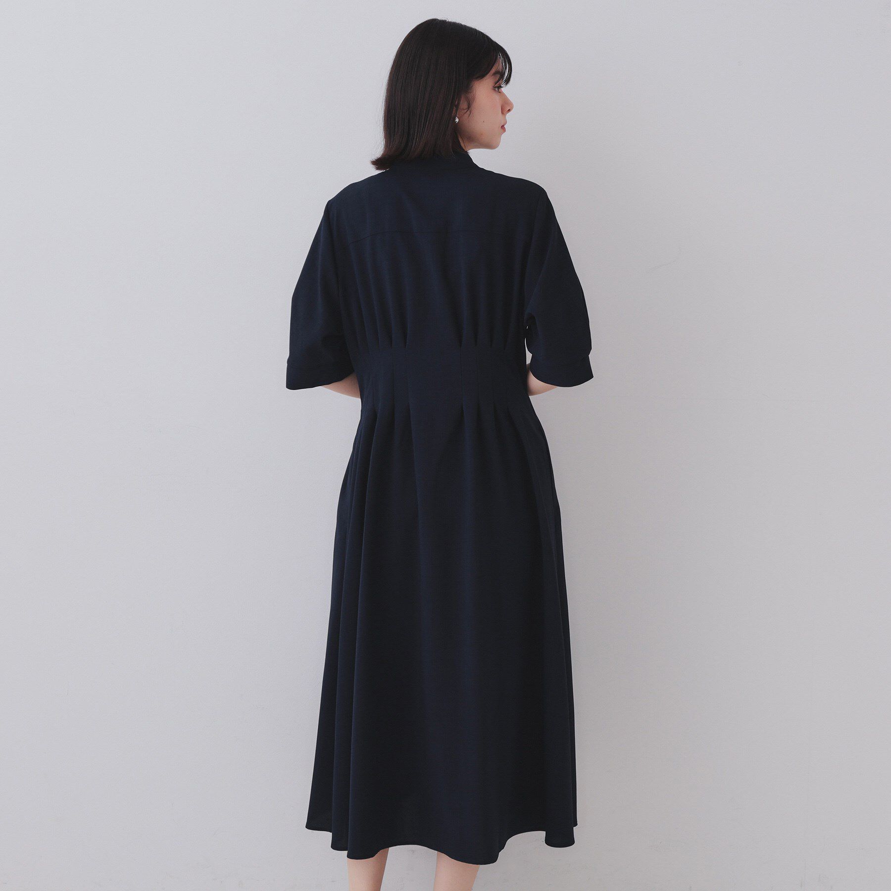 OPAQUE.CLIP「ピンタックフィット＆フレアワンピース【洗濯機洗い可】」|ワンピース|