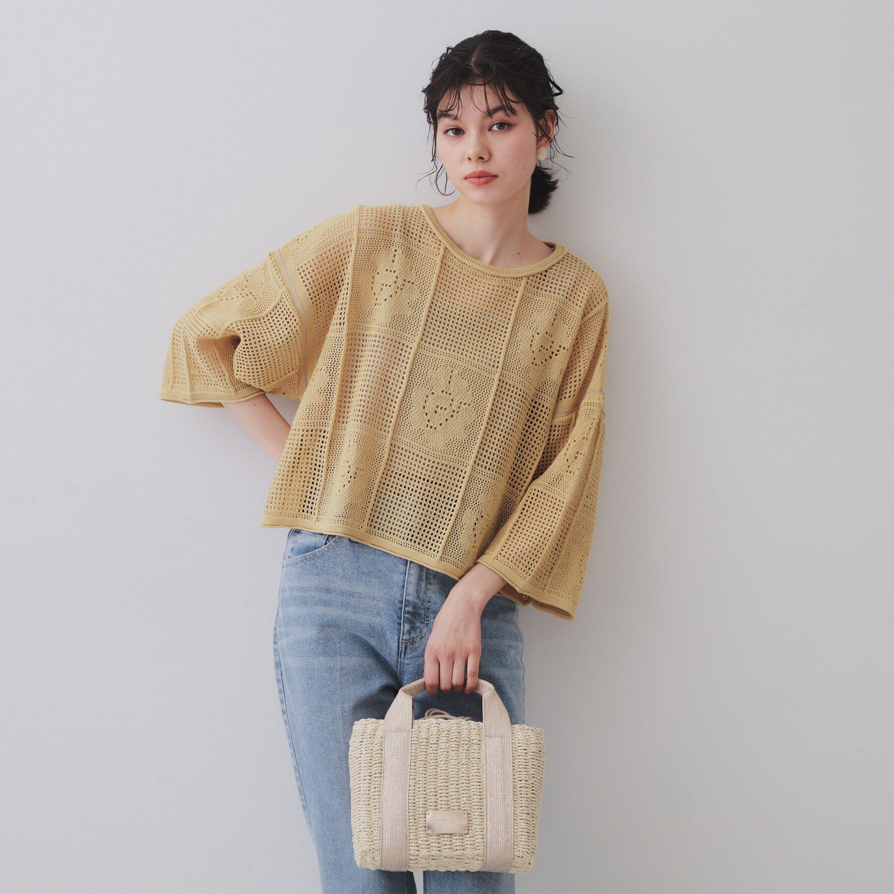 OPAQUE.CLIP「【2WAY】スクエアミドルペーパーかごバッグ」|ショルダー・メッセンジャー|