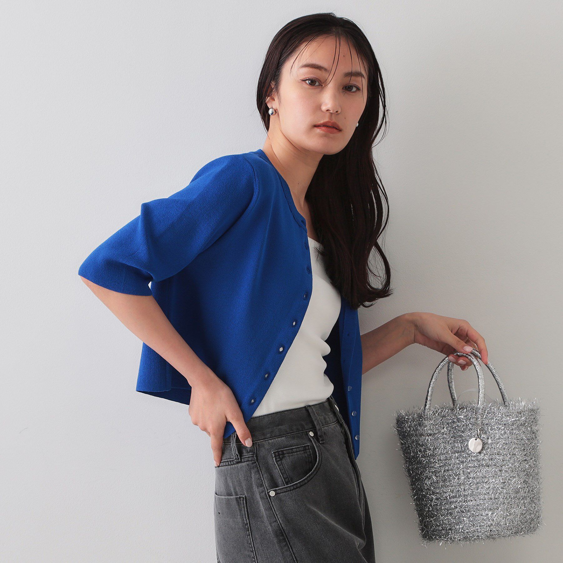 OPAQUE.CLIP「ショートニットカーディガン【洗濯機洗い可】」|カーディガン|