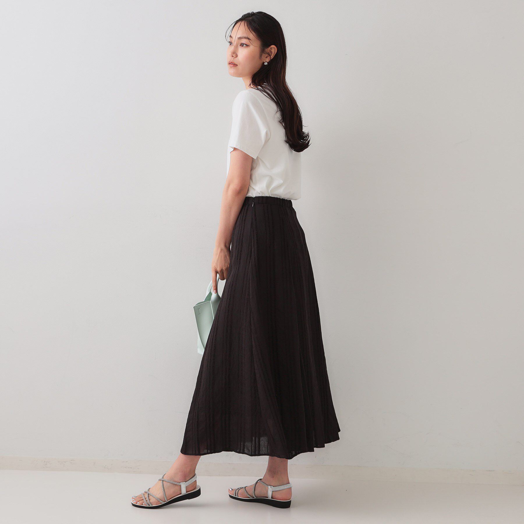 OPAQUE.CLIP「ランダムストライプフレアスカート」|スカート|