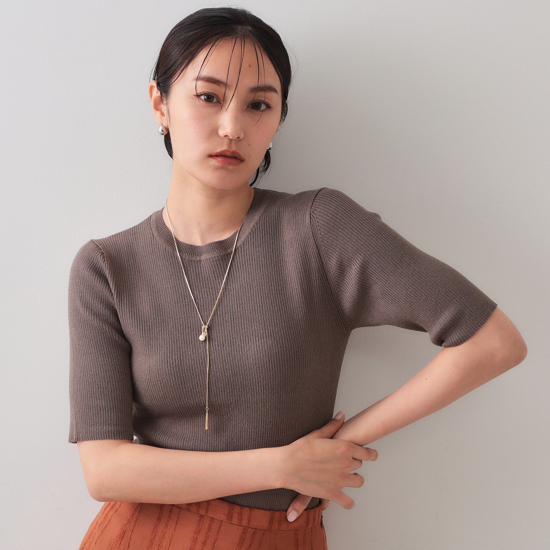 OPAQUE.CLIP「前後2WAY  フェイクパールノットデザインネックレス」|ネックレス|