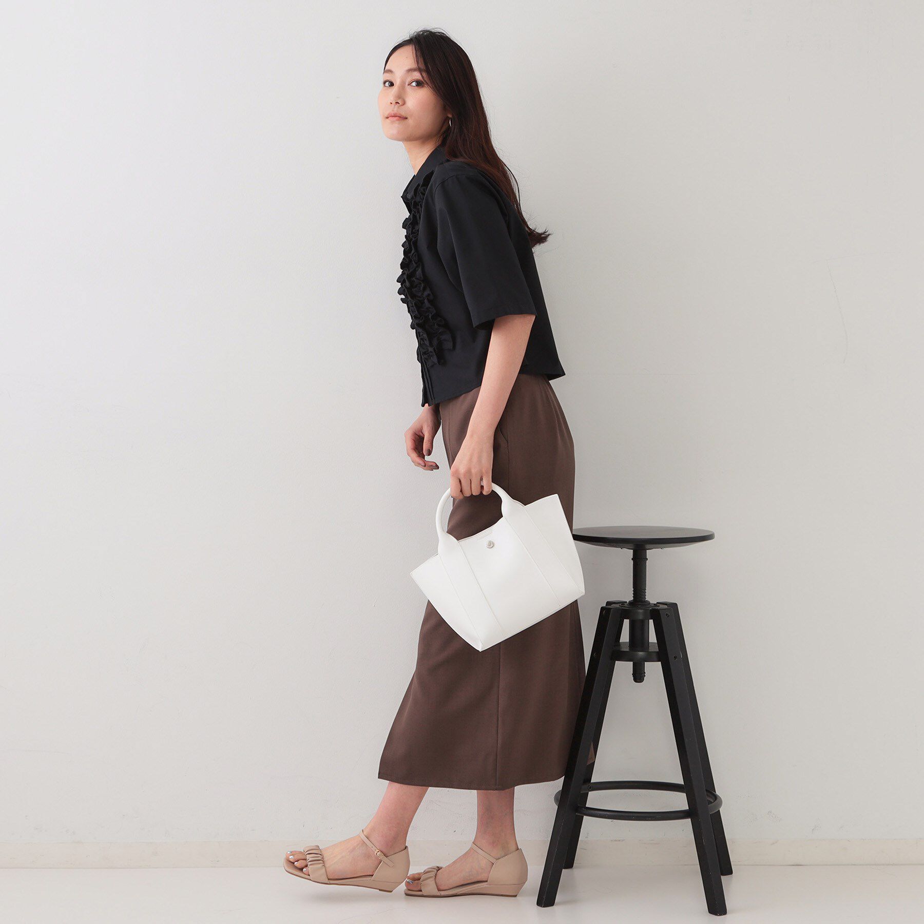 OPAQUE.CLIP「フリルショートシャツ【洗濯機洗い可】」|シャツ・ブラウス|