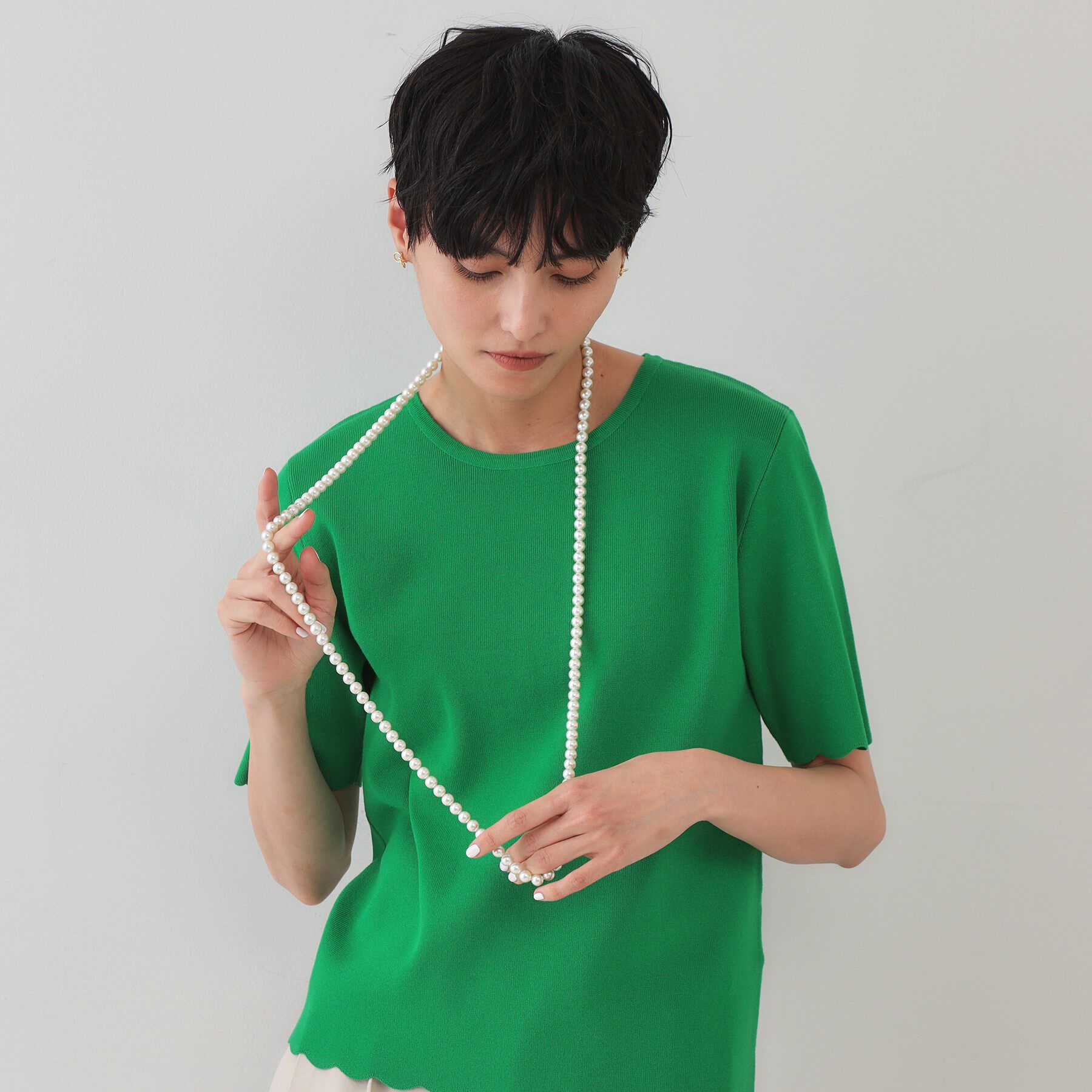 OPAQUE.CLIP「ガラスパールロングネックレス」|ネックレス|