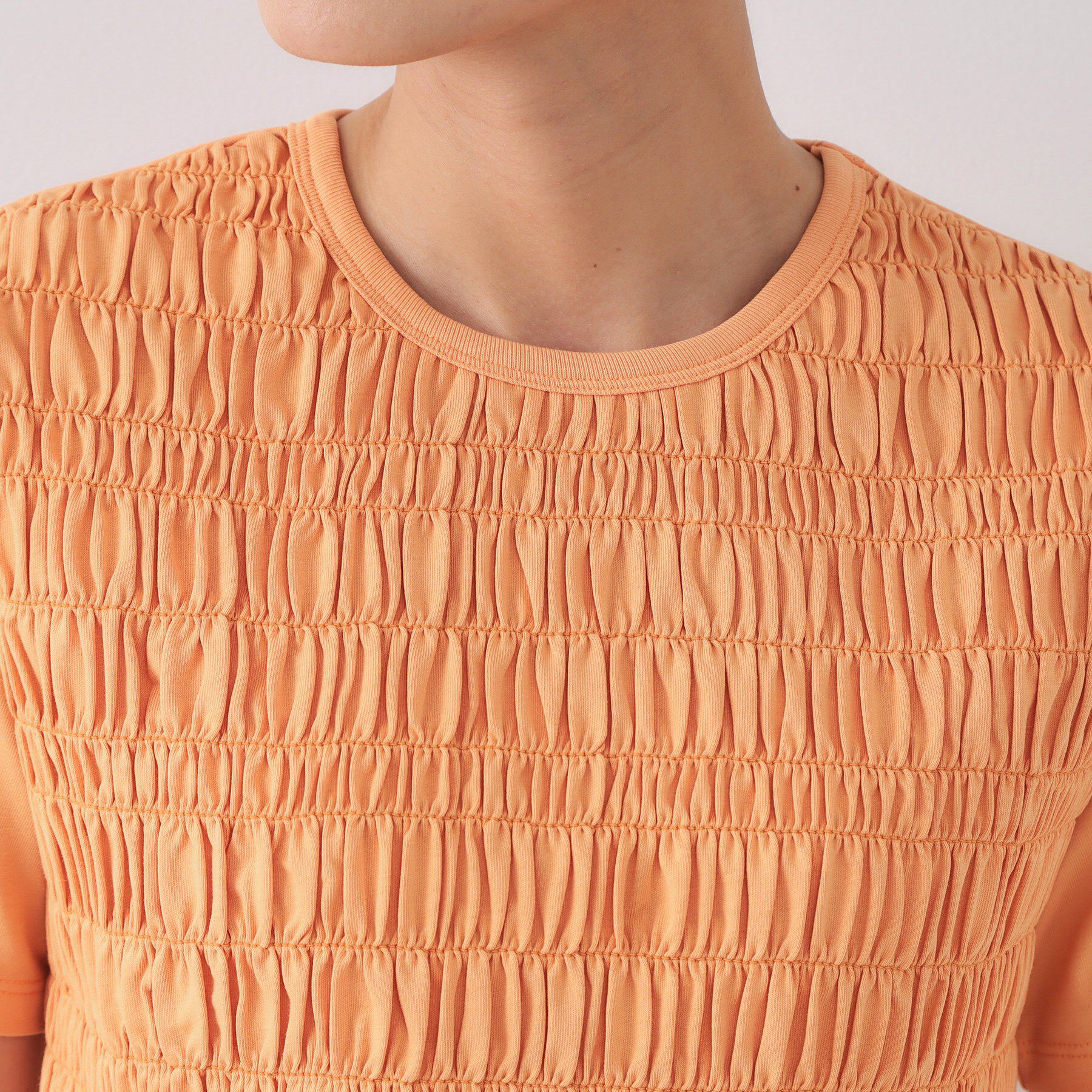 OPAQUE.CLIP「シャーリングショートTシャツ【洗濯機洗い可】」|Tシャツ・カットソー|