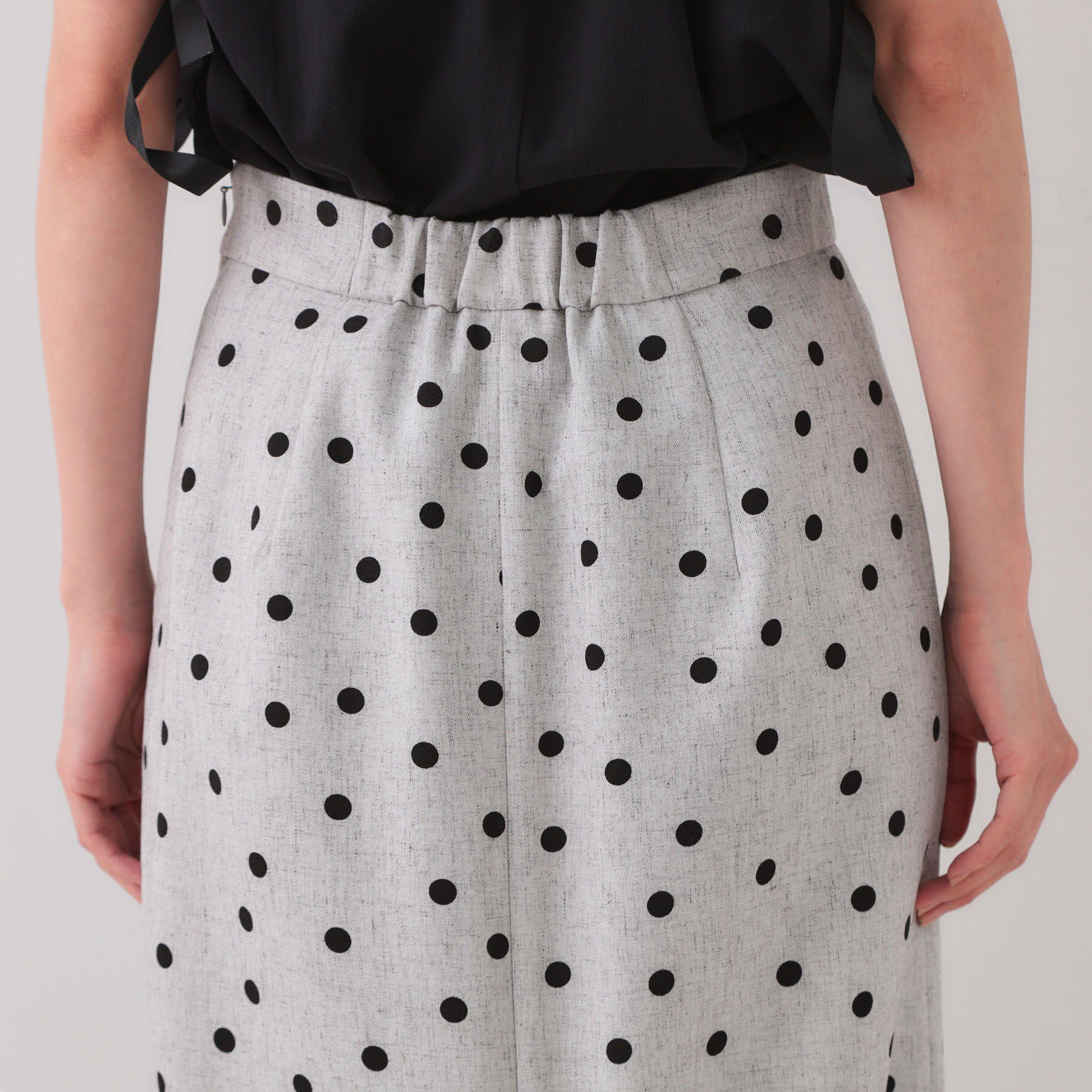 OPAQUE.CLIP「麻混ドットプリントナロースカート【洗濯機洗い可】」|スカート|