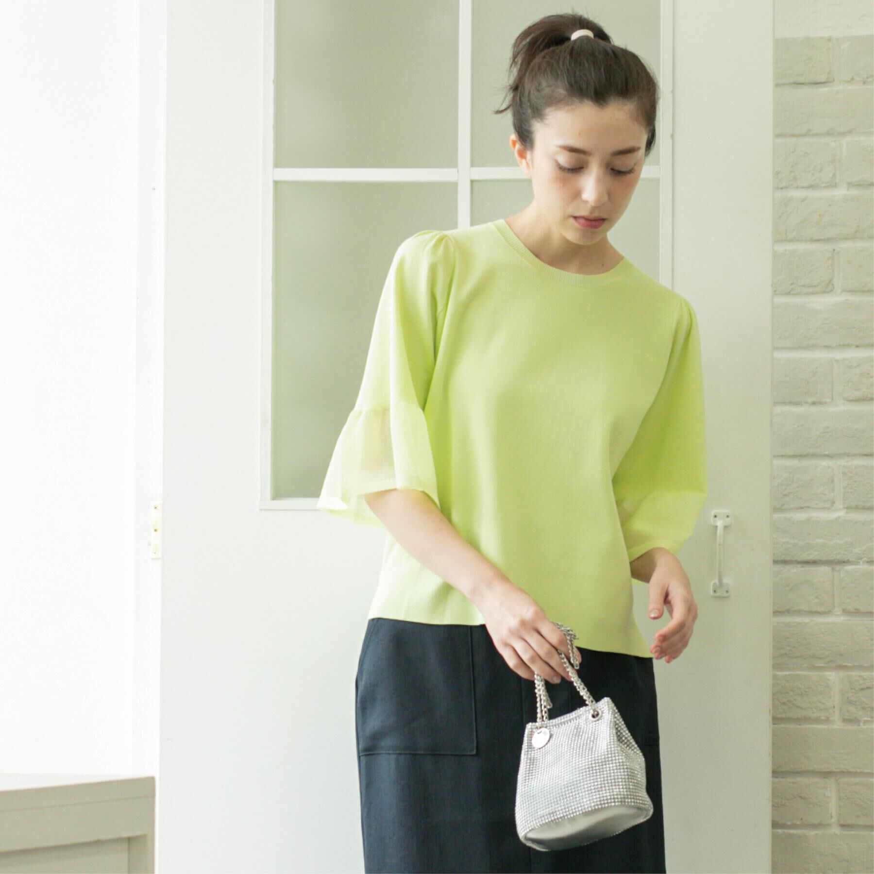 OPAQUE.CLIP「《5色展開》シアーフレアスリーブニット【洗濯機洗い可】」|ニット・セーター|