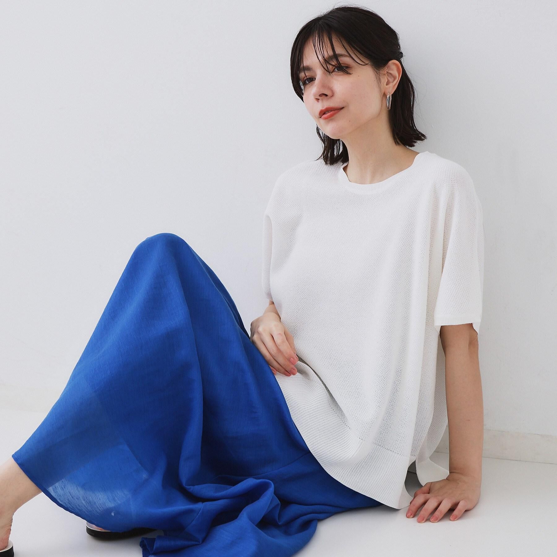 OPAQUE.CLIP「《5色展開/S-LLサイズ》リラクシーメッシュニット【洗濯機洗い可】」|ニット・セーター|