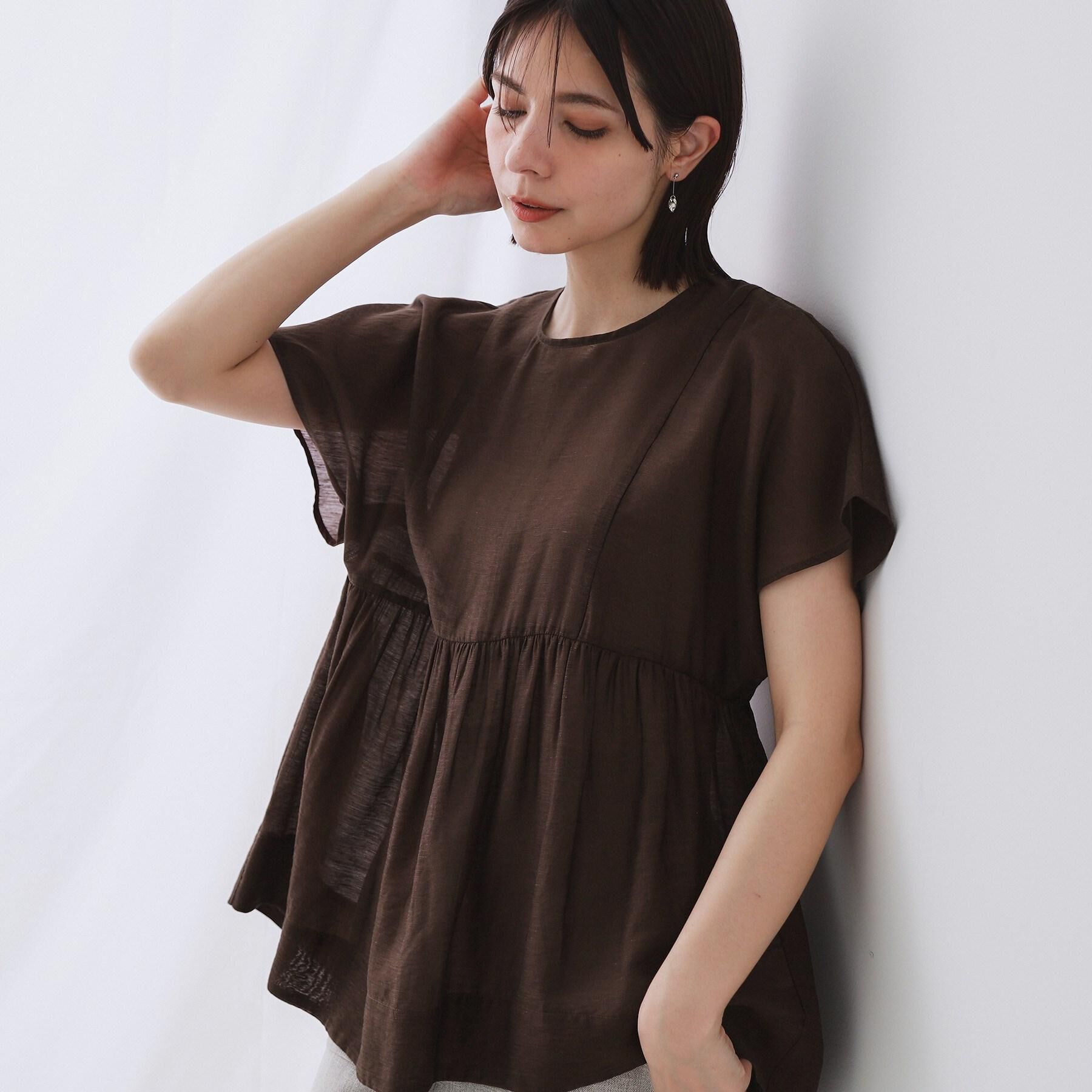 OPAQUE.CLIP「麻混シアーペプラムブラウス【洗濯機洗い可】」|シャツ・ブラウス|