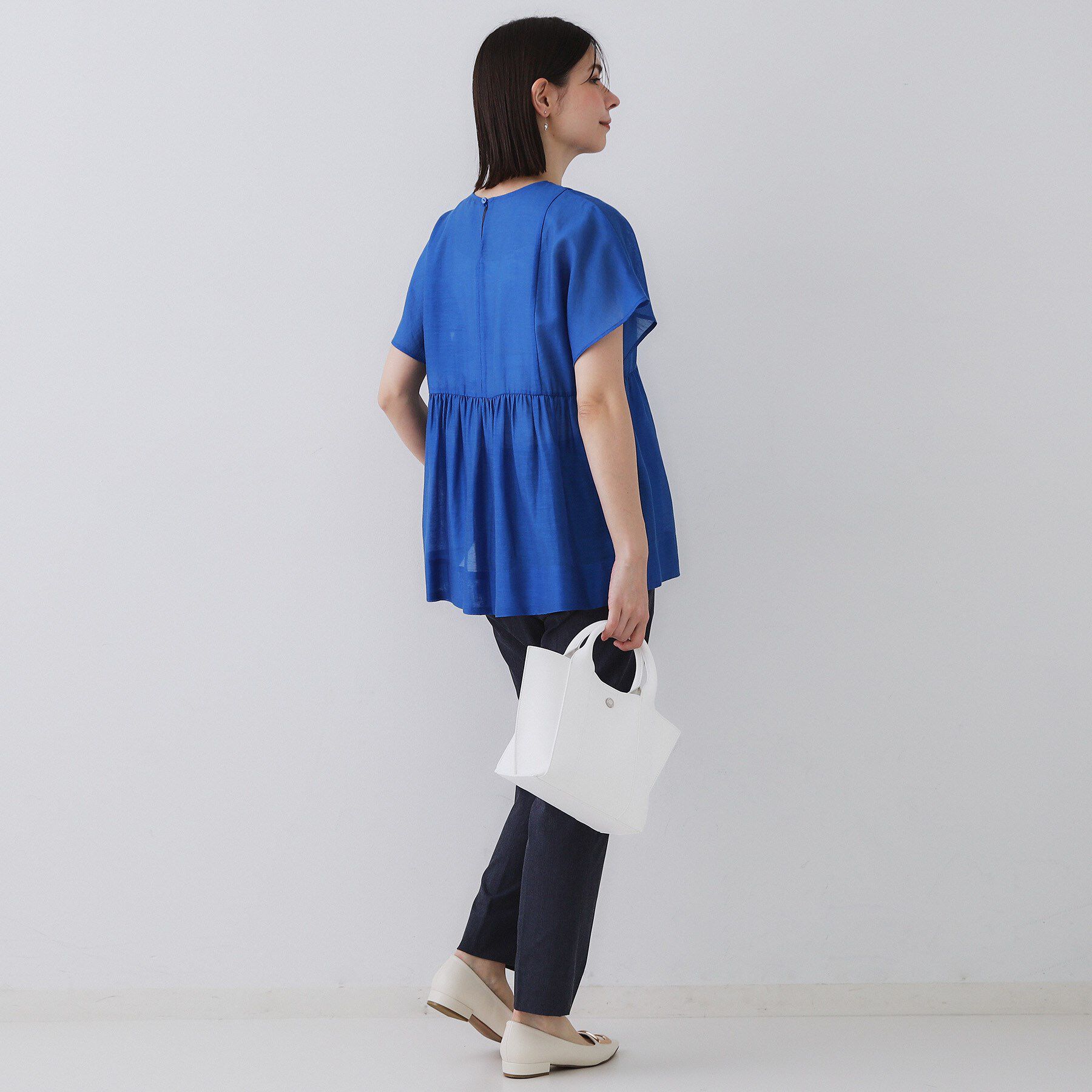 OPAQUE.CLIP「麻混シアーペプラムブラウス【洗濯機洗い可】」|シャツ・ブラウス|