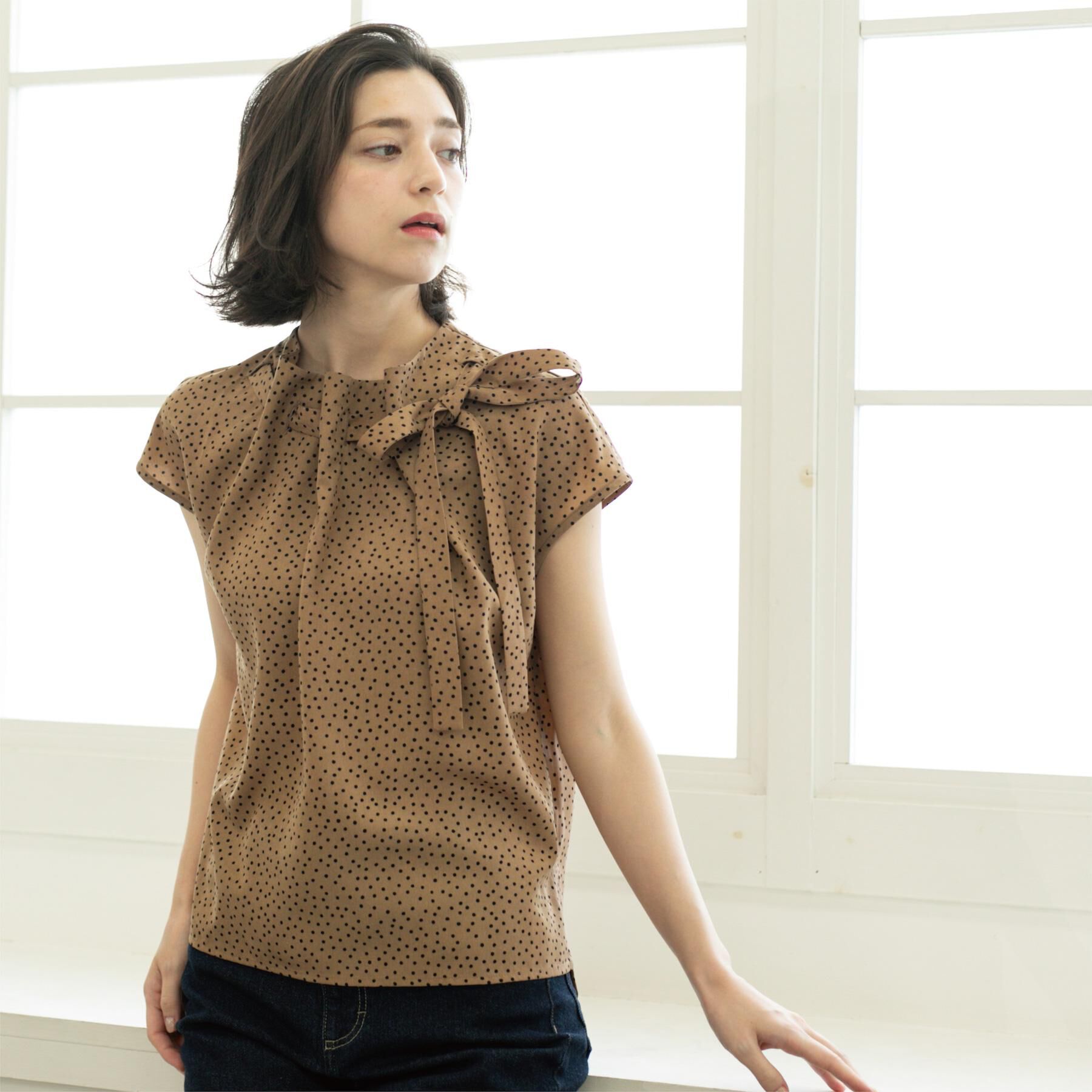 OPAQUE.CLIP「ラッピングボウタイドットブラウス【洗濯機洗い可】」|シャツ・ブラウス|