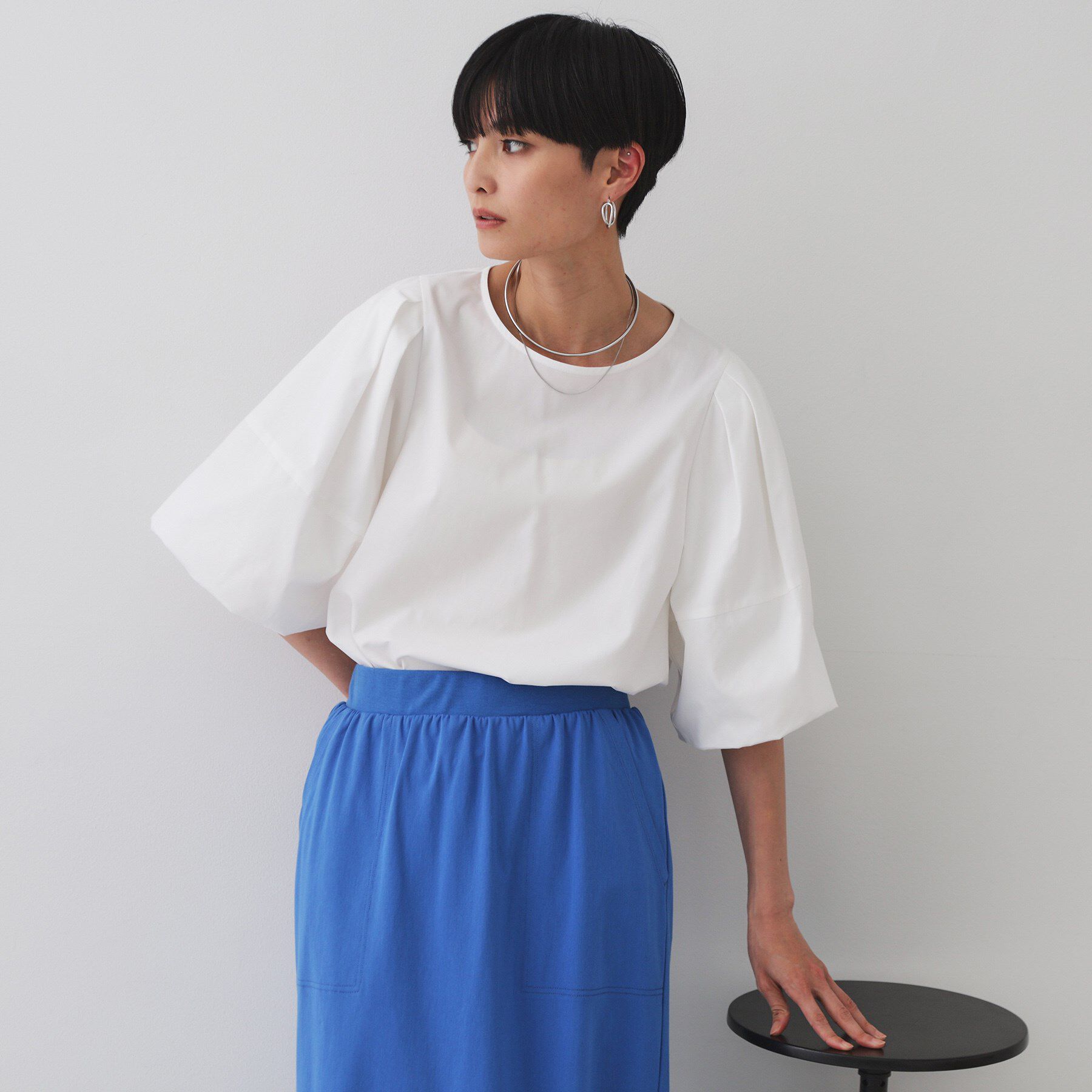 OPAQUE.CLIP「バルーンスリーブブラウス【洗濯機洗い可】」|シャツ・ブラウス|ホワイト(001)