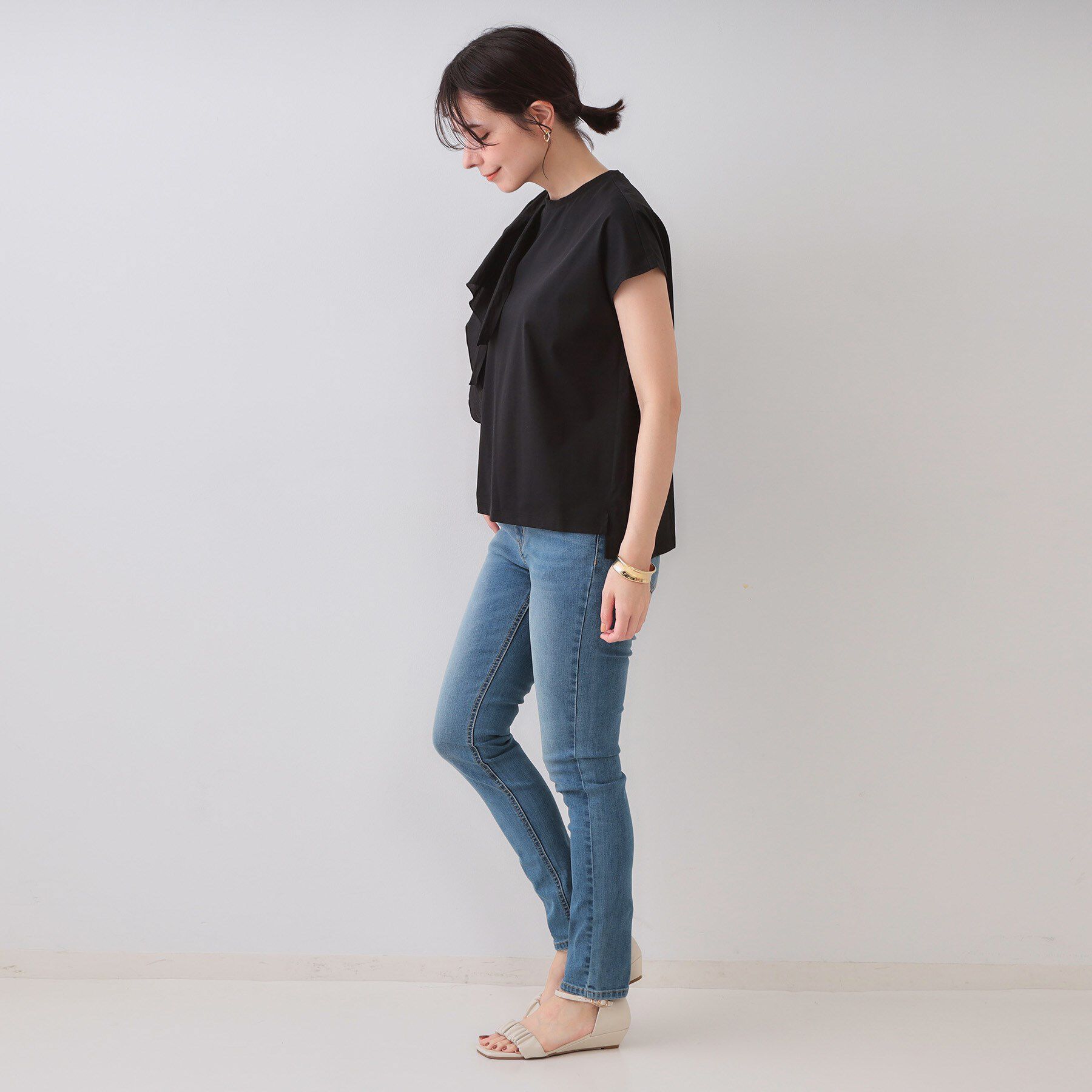 OPAQUE.CLIP「ショルダーフリルドッキングカットソー【洗濯機洗い可】」|Tシャツ・カットソー|