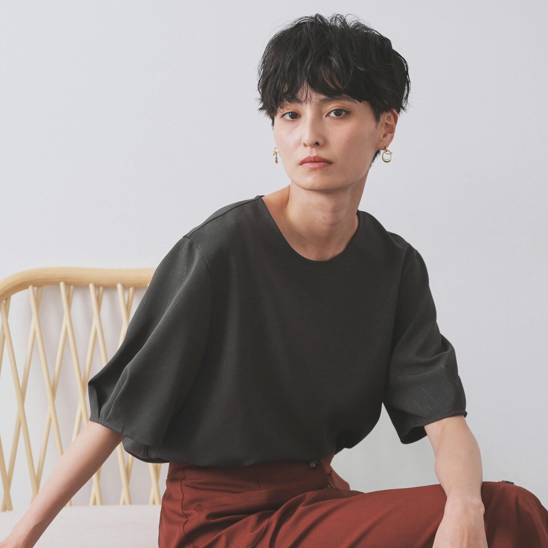 OPAQUE.CLIP「ラメストライプタックスリーブブラウス/セットアップ可【洗濯機洗い可/防シワ/吸水速乾】」|シャツ・ブラウス|