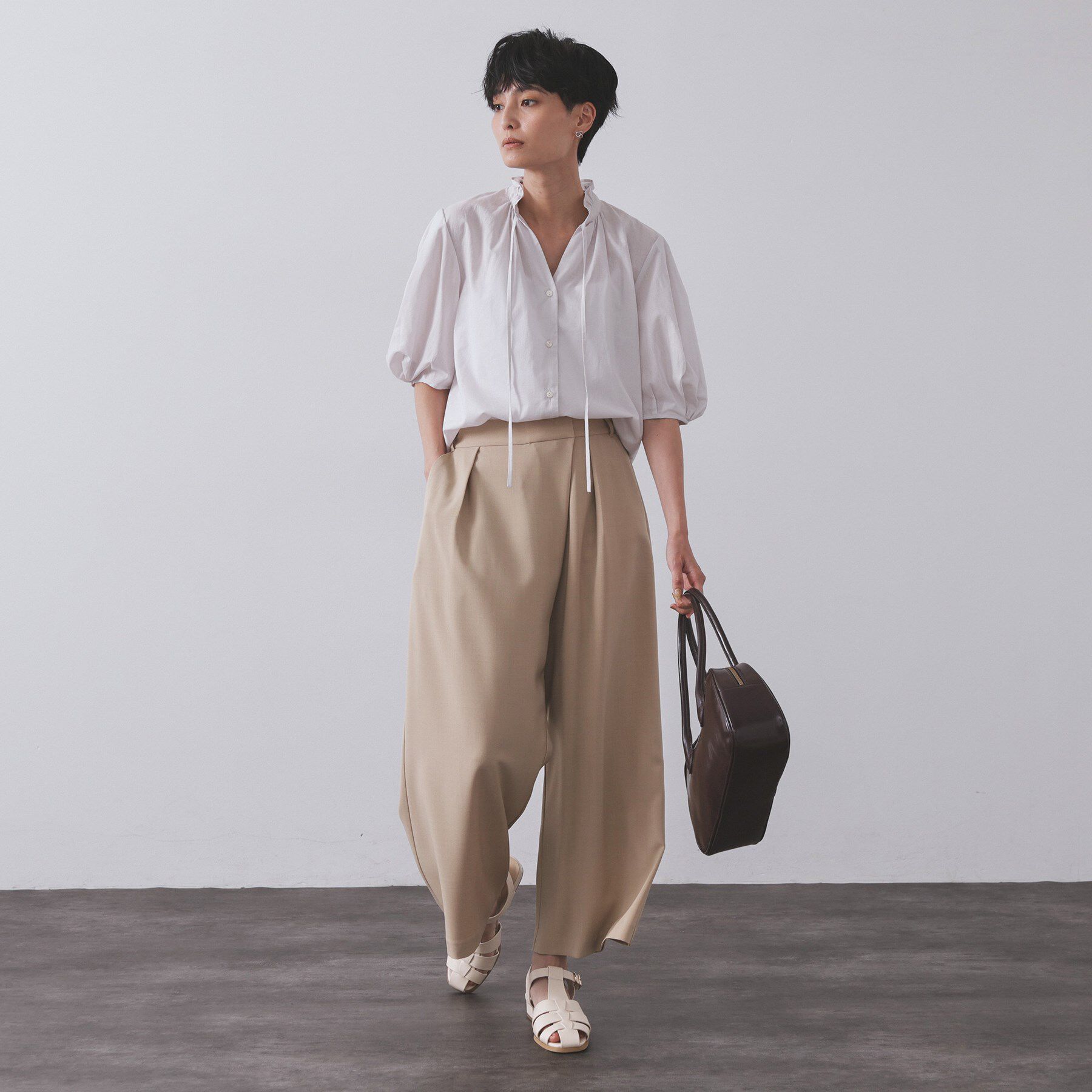 OPAQUE.CLIP「シアーフリルネックブラウス【洗濯機洗い可】」|シャツ・ブラウス|