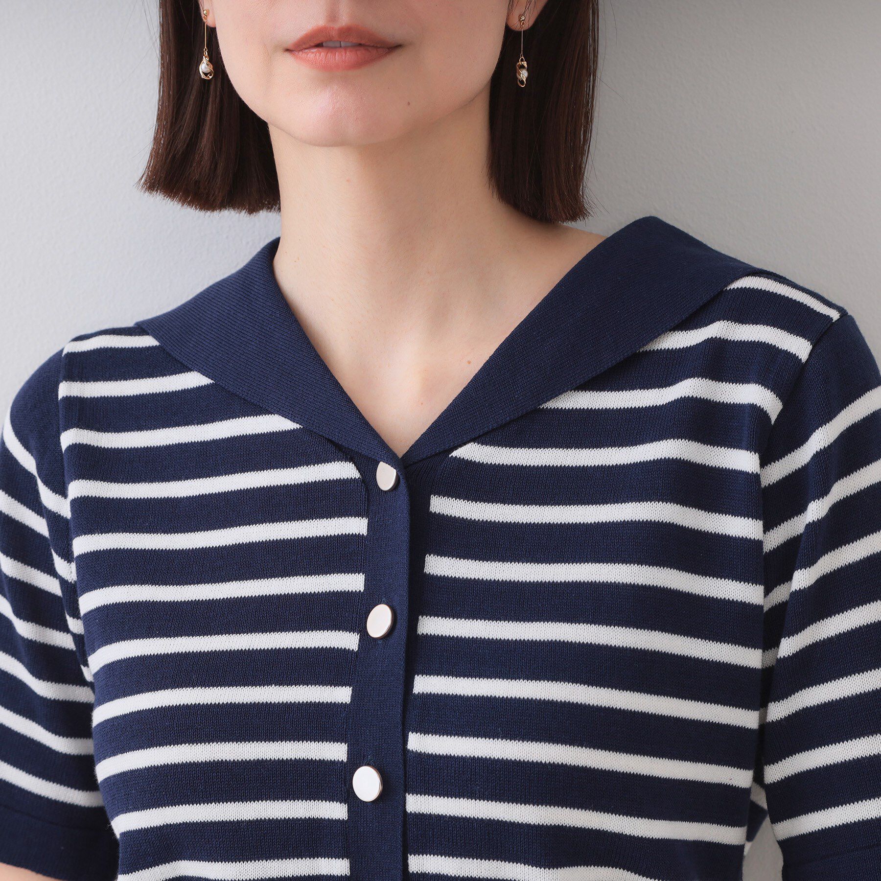 OPAQUE.CLIP「セーラーカラーボーダーニット【洗濯機洗い可】」|ニット・セーター|